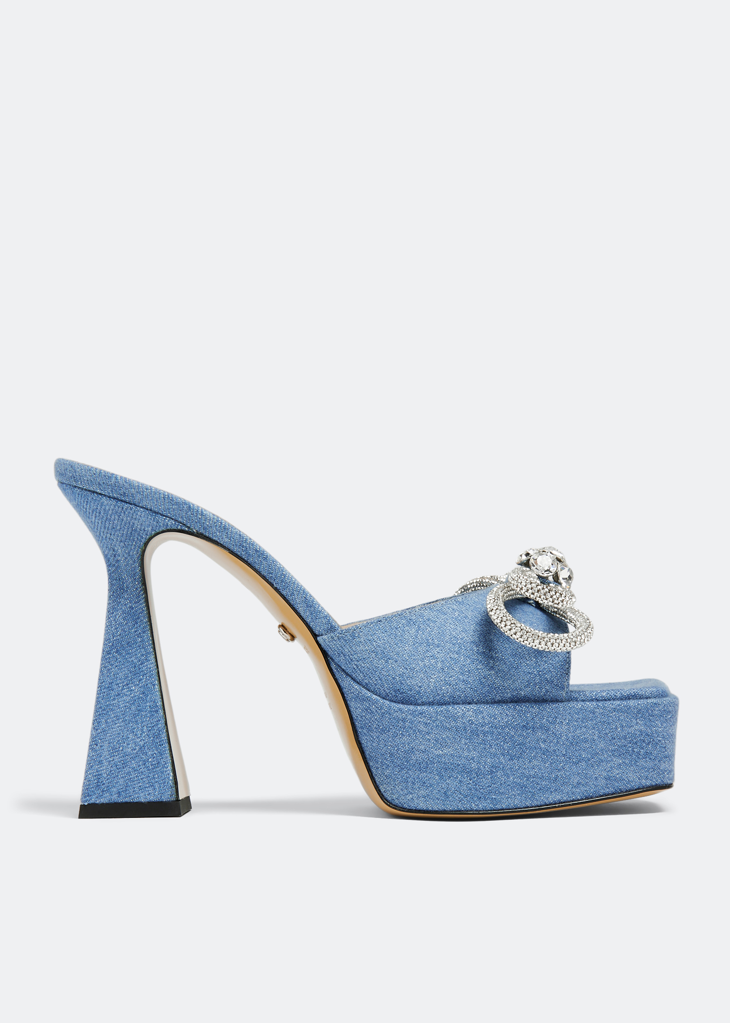 

Double Bow platform mules, Blue