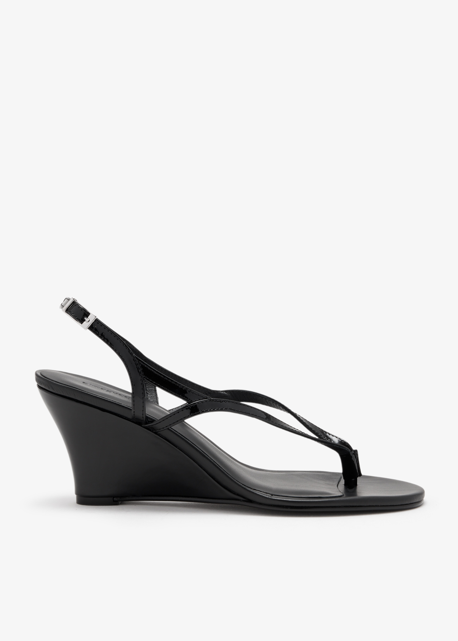 

Leather wedge sandals, Black