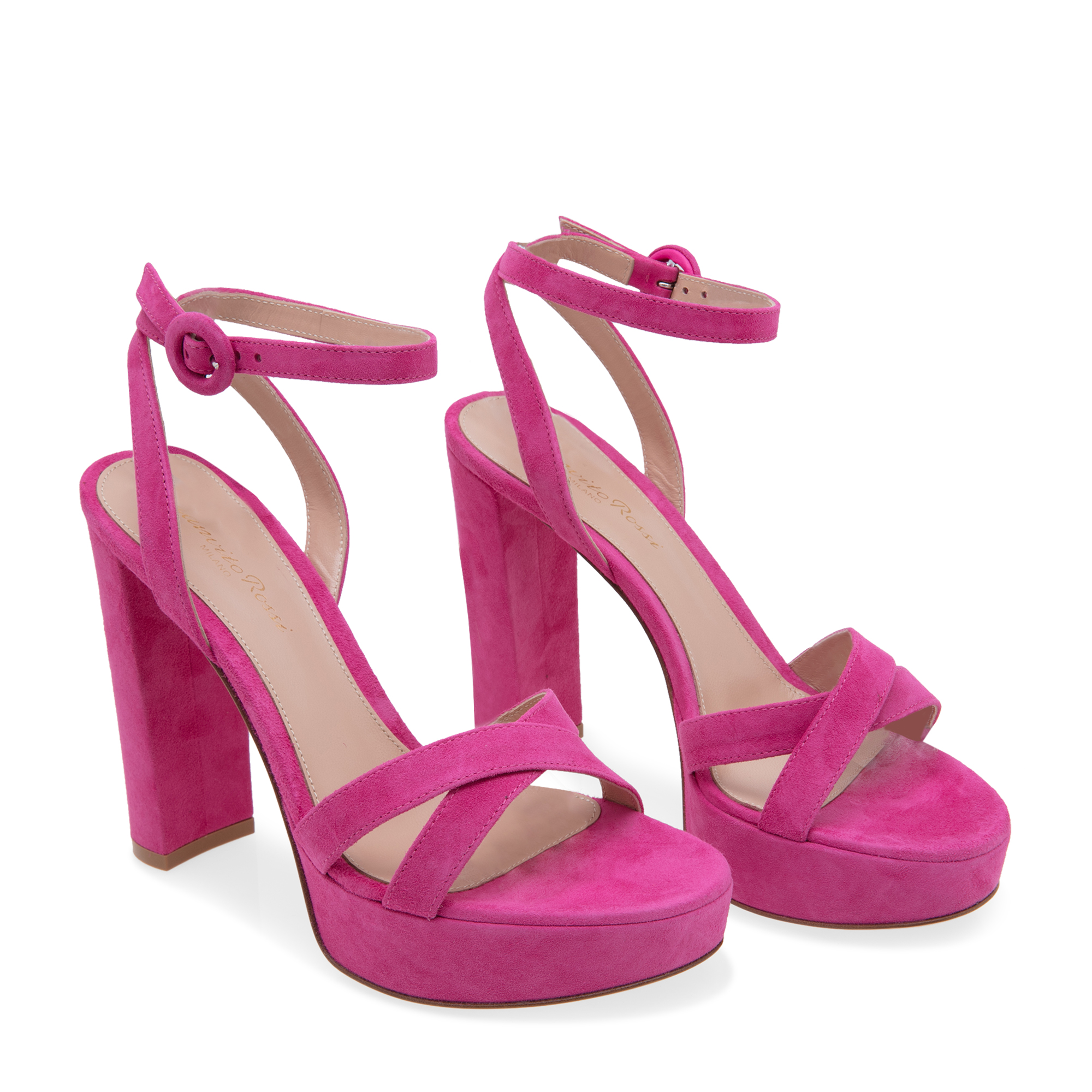 

Suede platform sandals, Pink