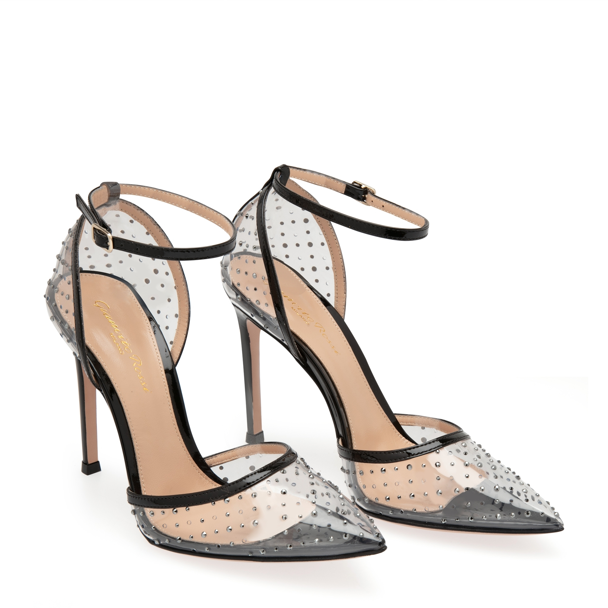

Plexi pointed-toe sandals, Black