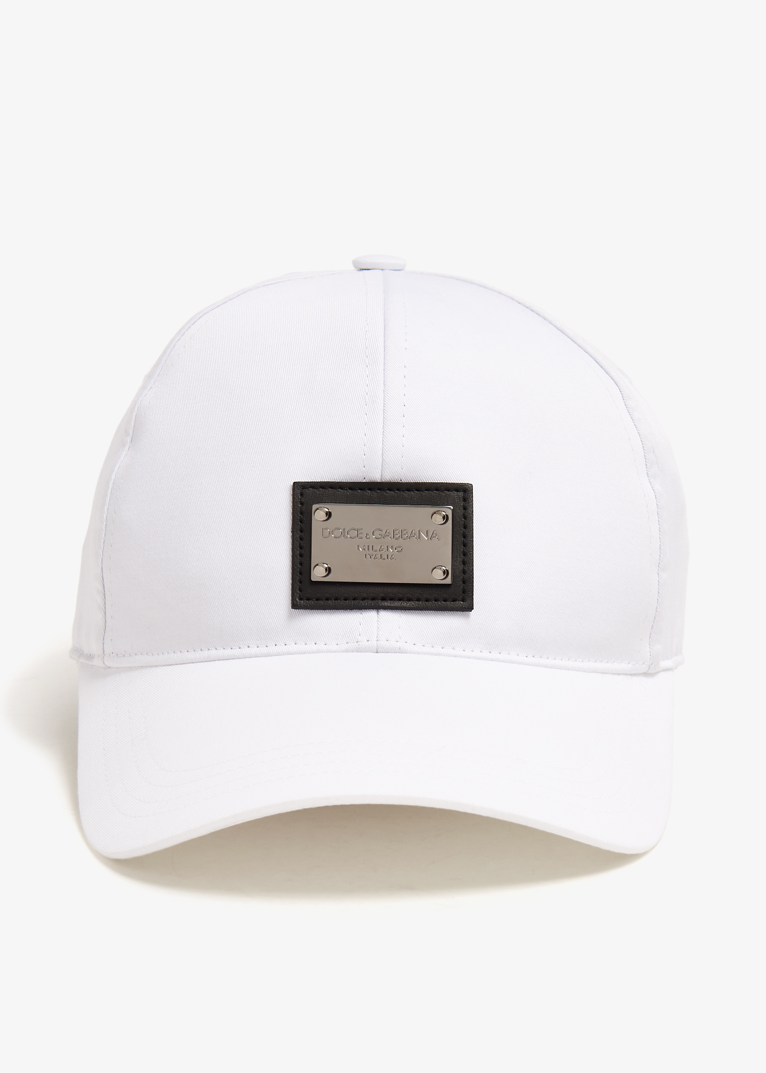 

Logo plaque cotton baseball cap, White