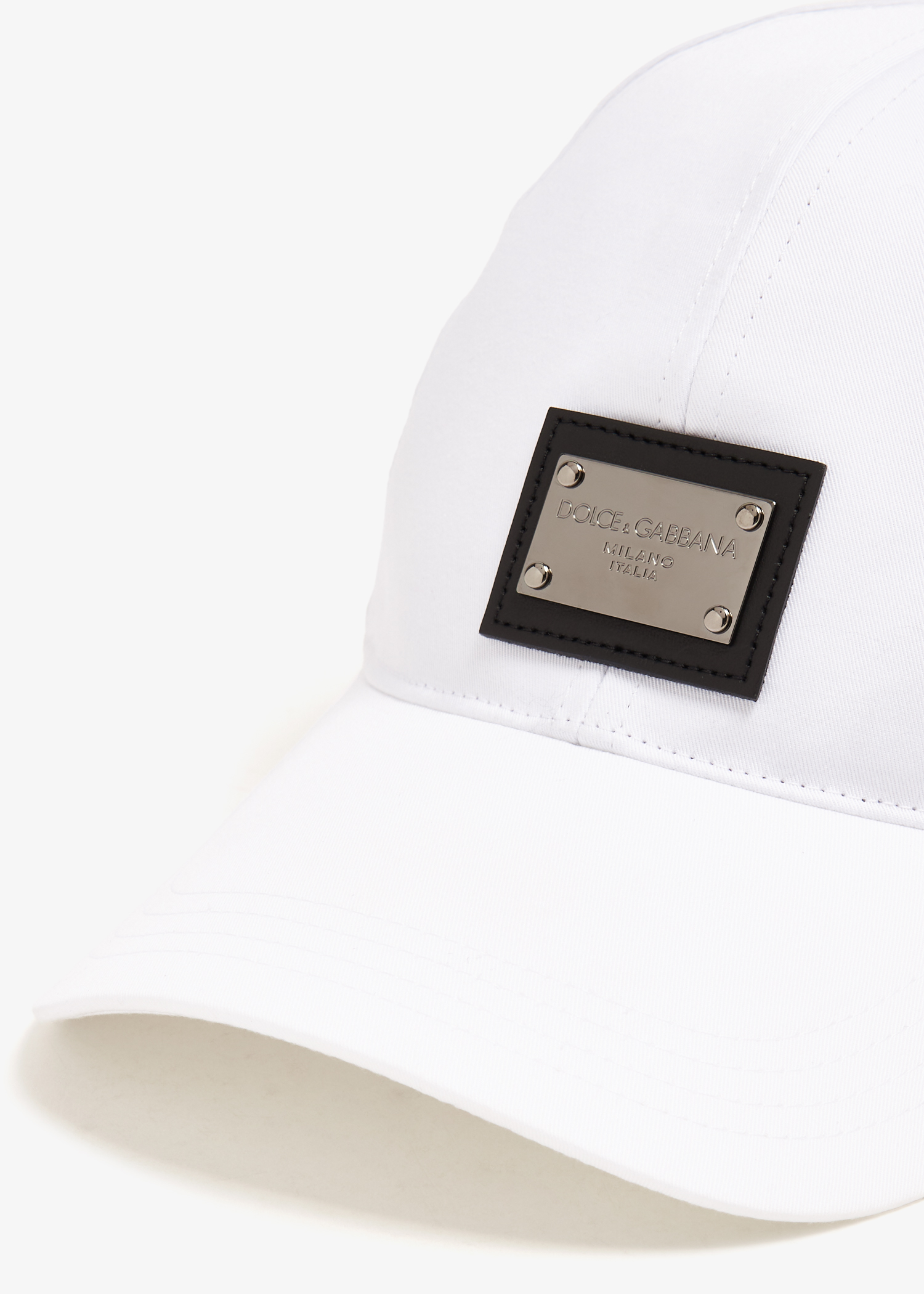 

Logo plaque cotton baseball cap, White