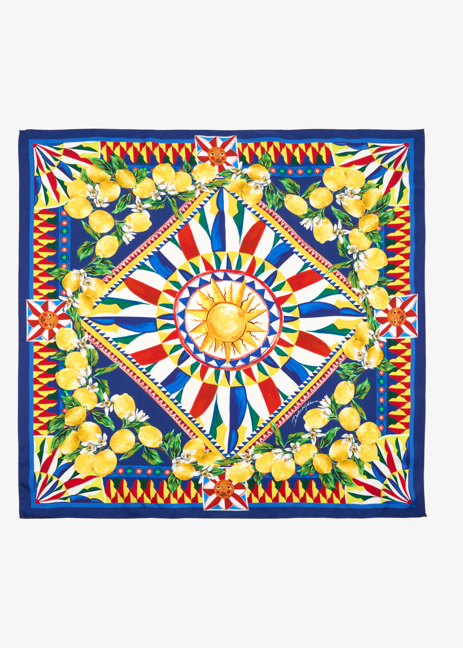 

Carretto-print Silk twill scarf, Multicolored