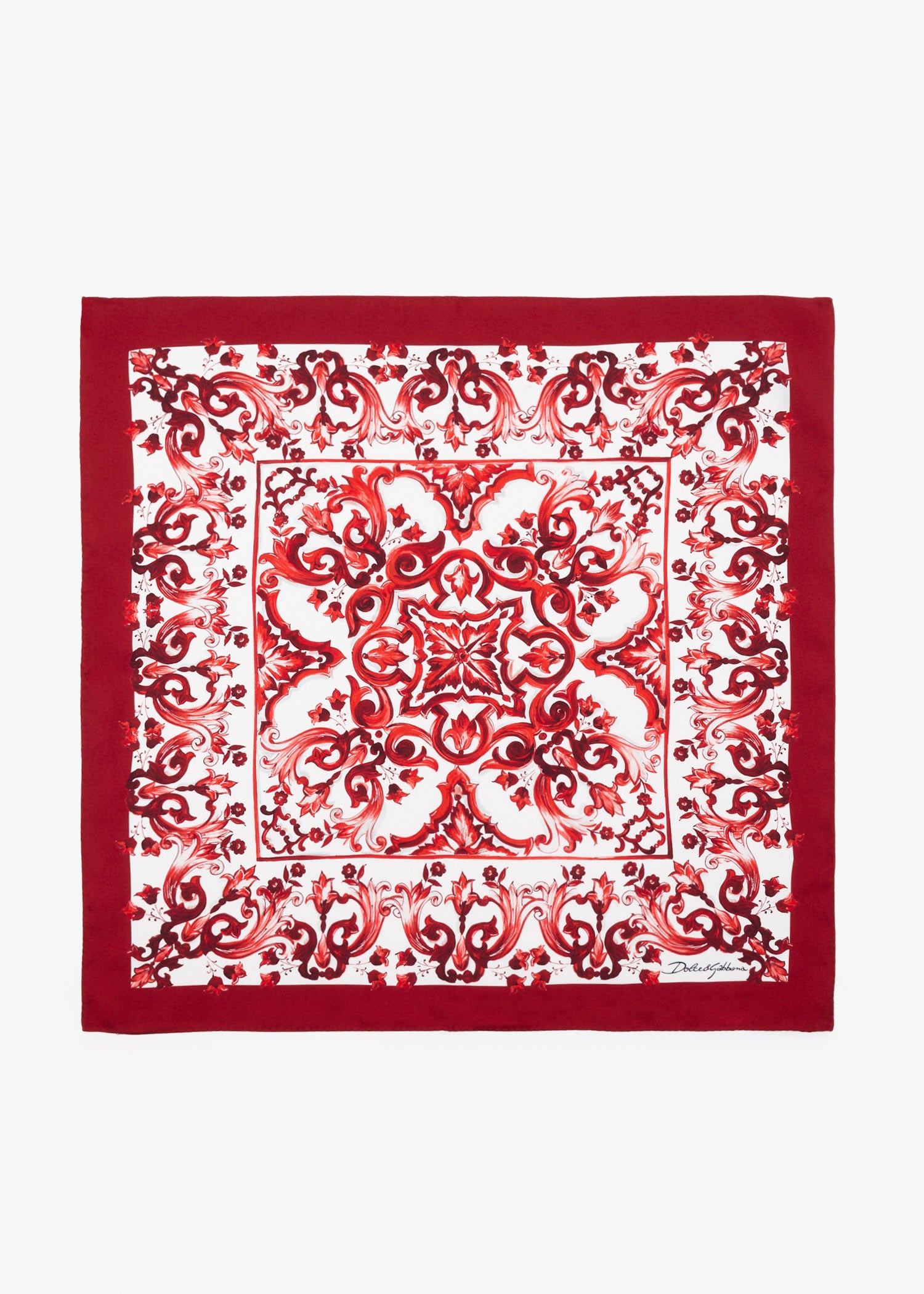 

Majolica-print silk twill scarf, Printed