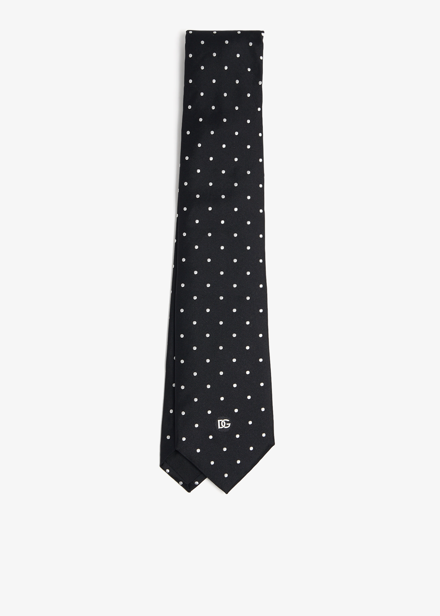 

Polka-dot silk jacquard blade tie, Black