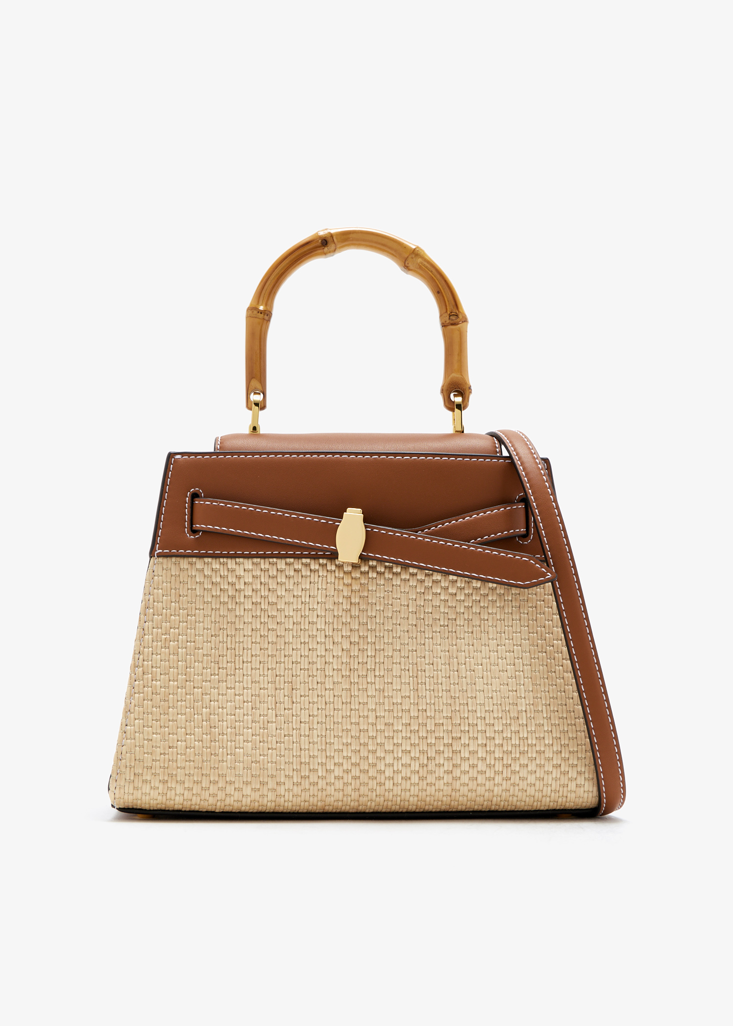 

Raffia Dash top-handle bag, Brown