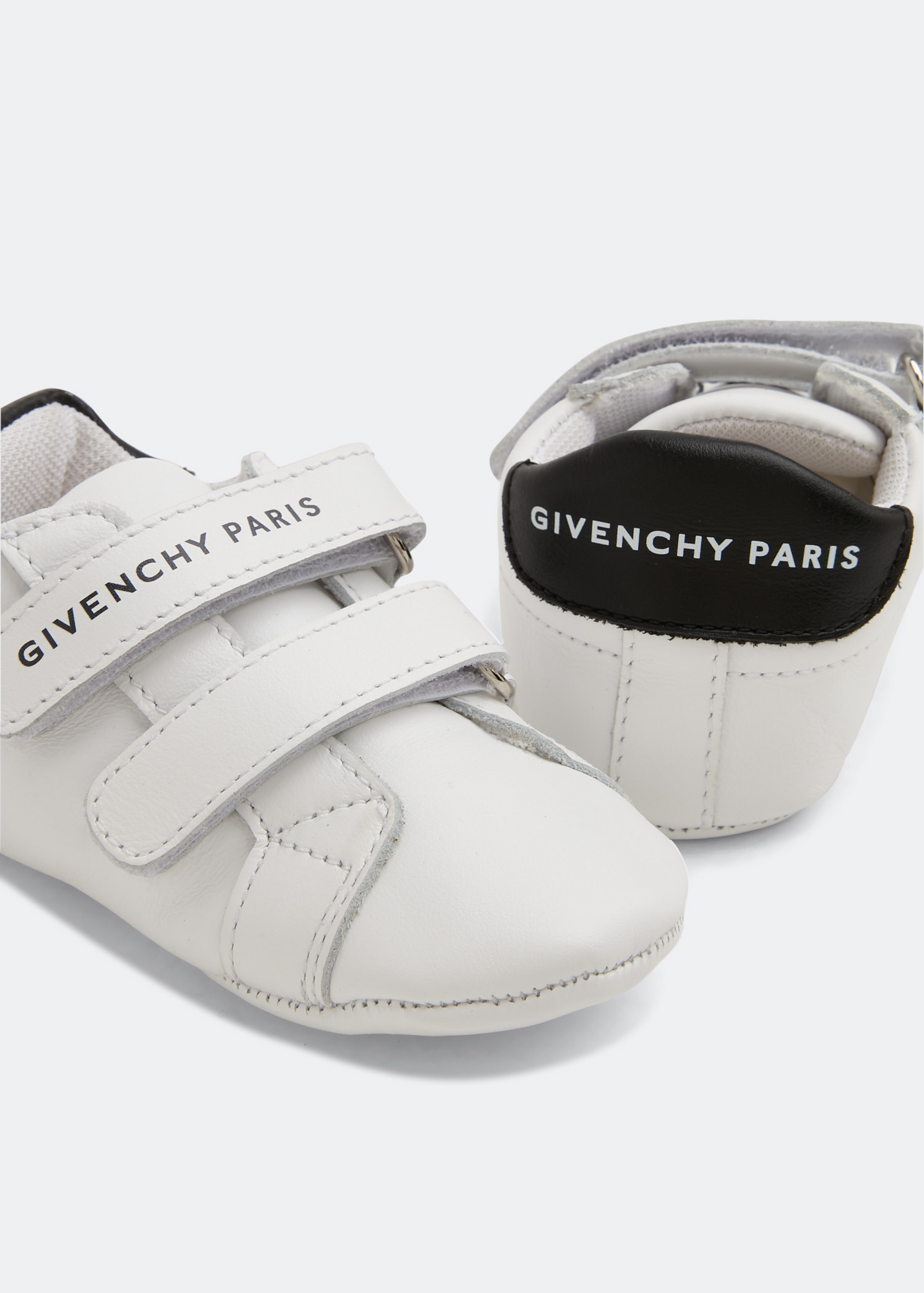 

Leather crib sneakers, White