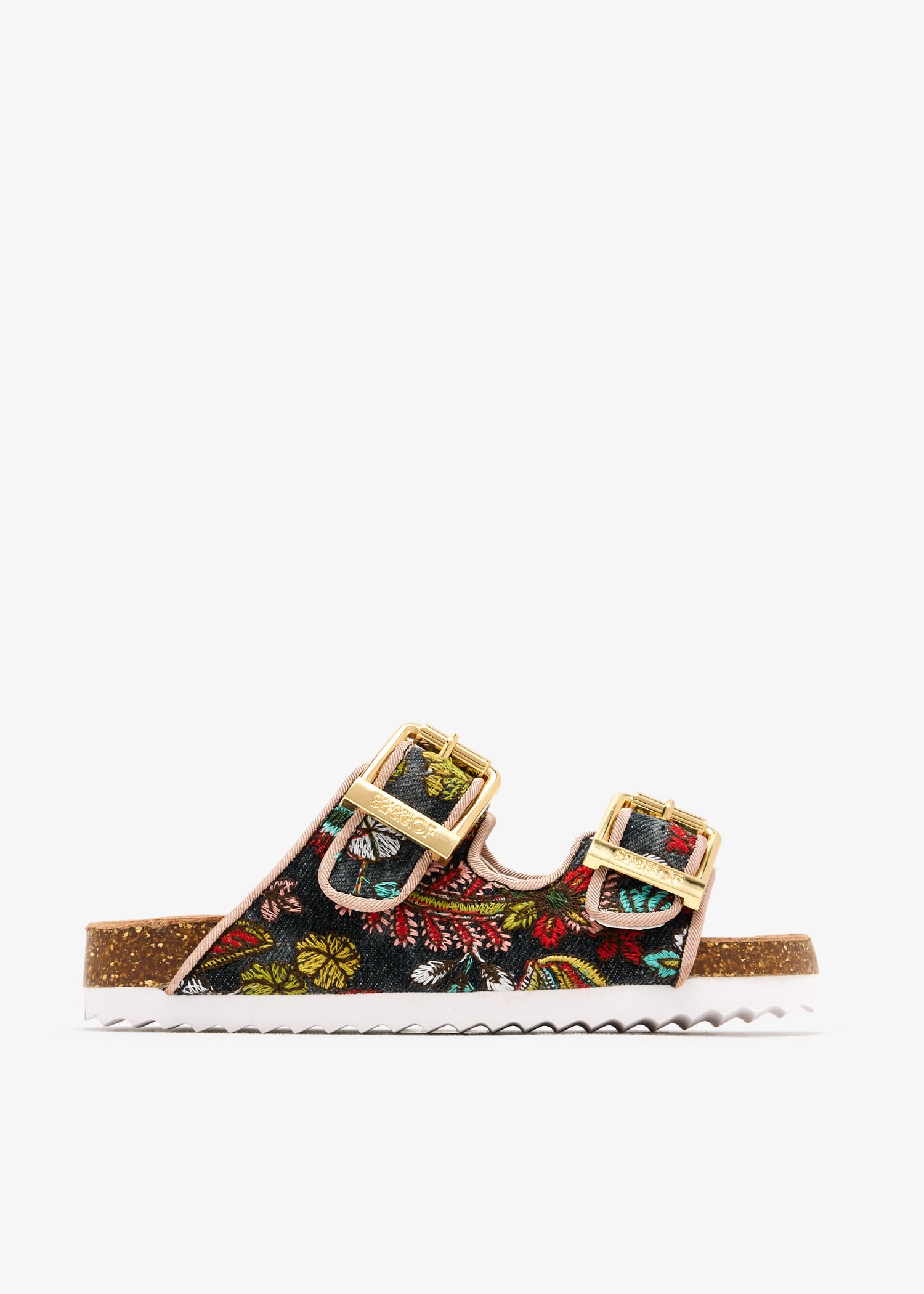 

Embroidered denim sandals, Blue