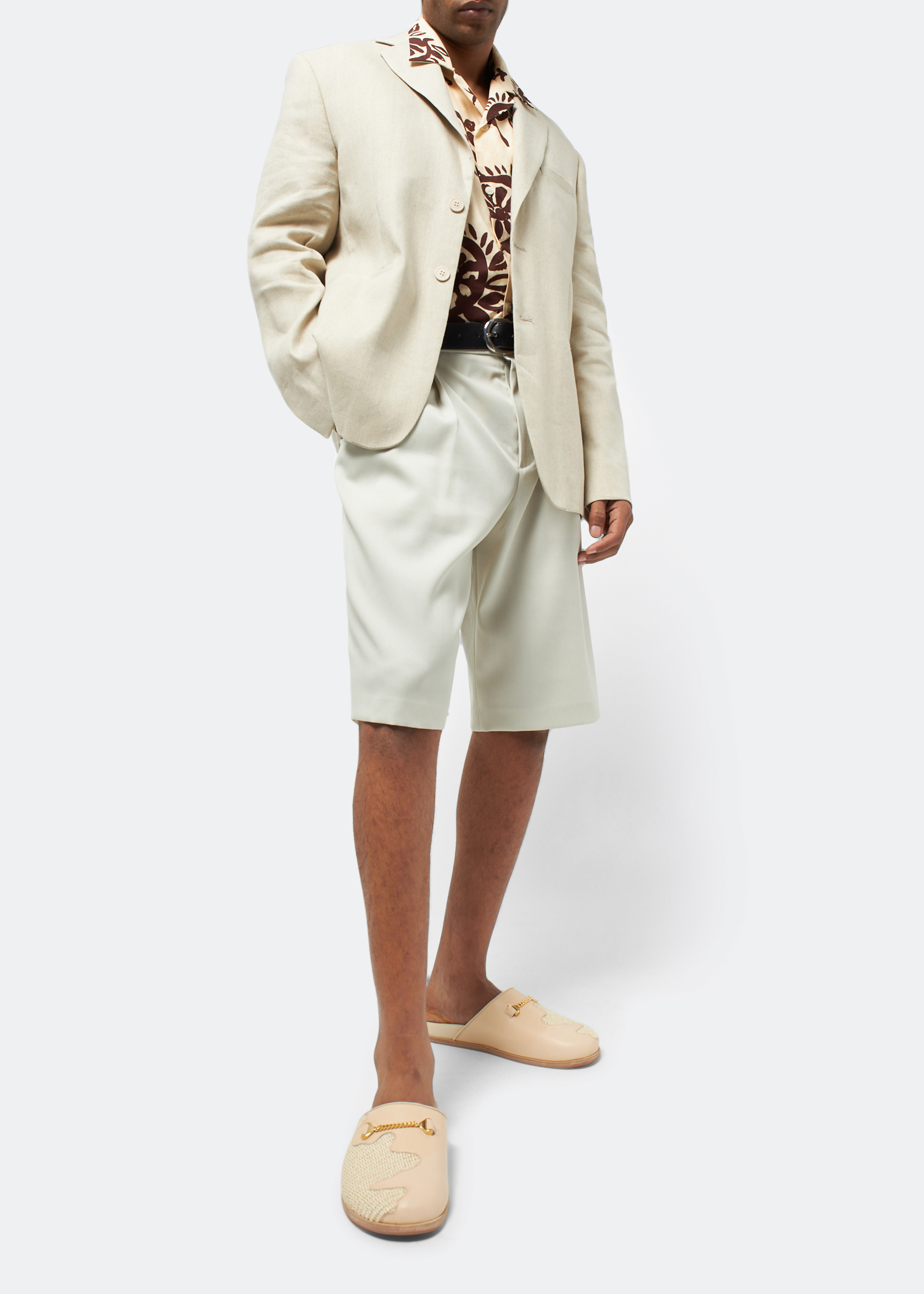 

Quincy raffia slippers, Beige