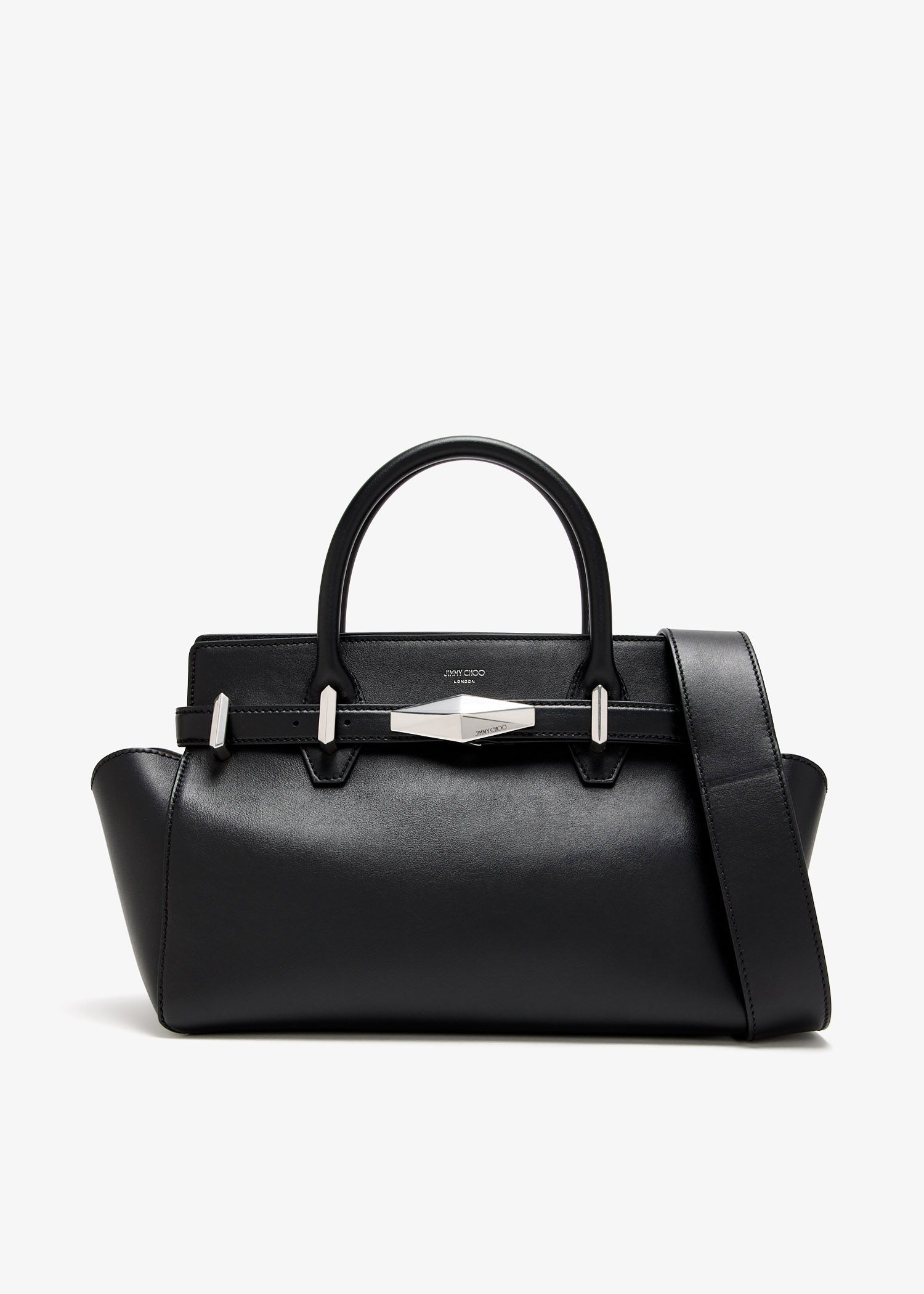 

Diamond belted small top handle bag, Black