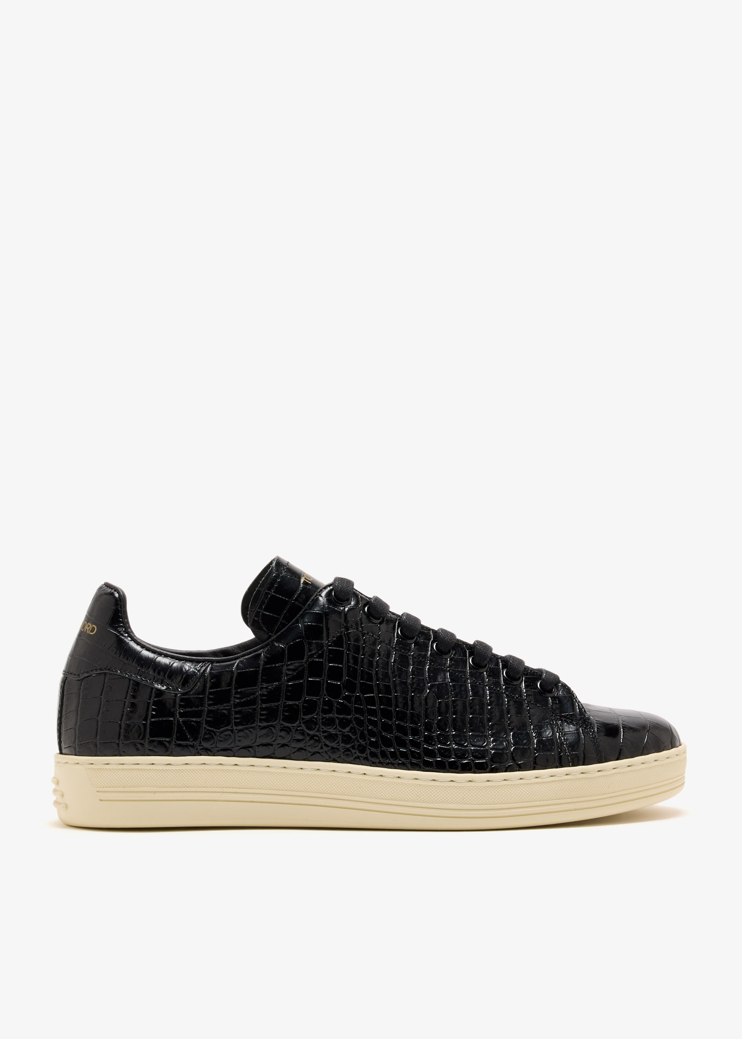 

Croc-embossed leather sneakers, Black