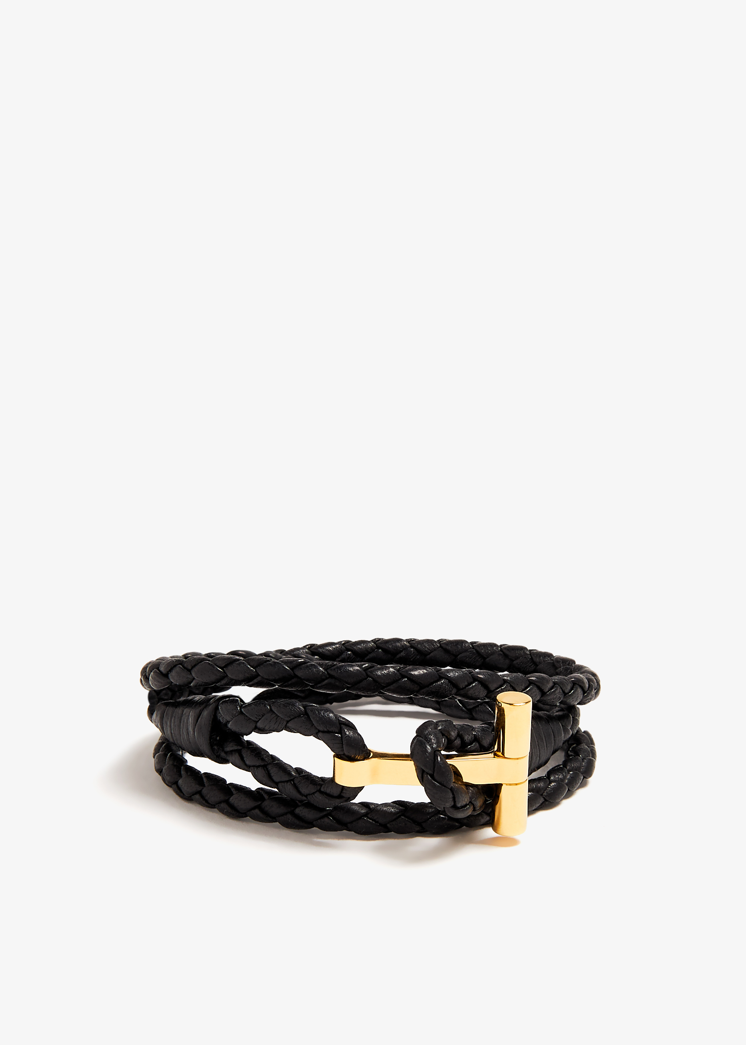 

T woven leather bracelet, Black