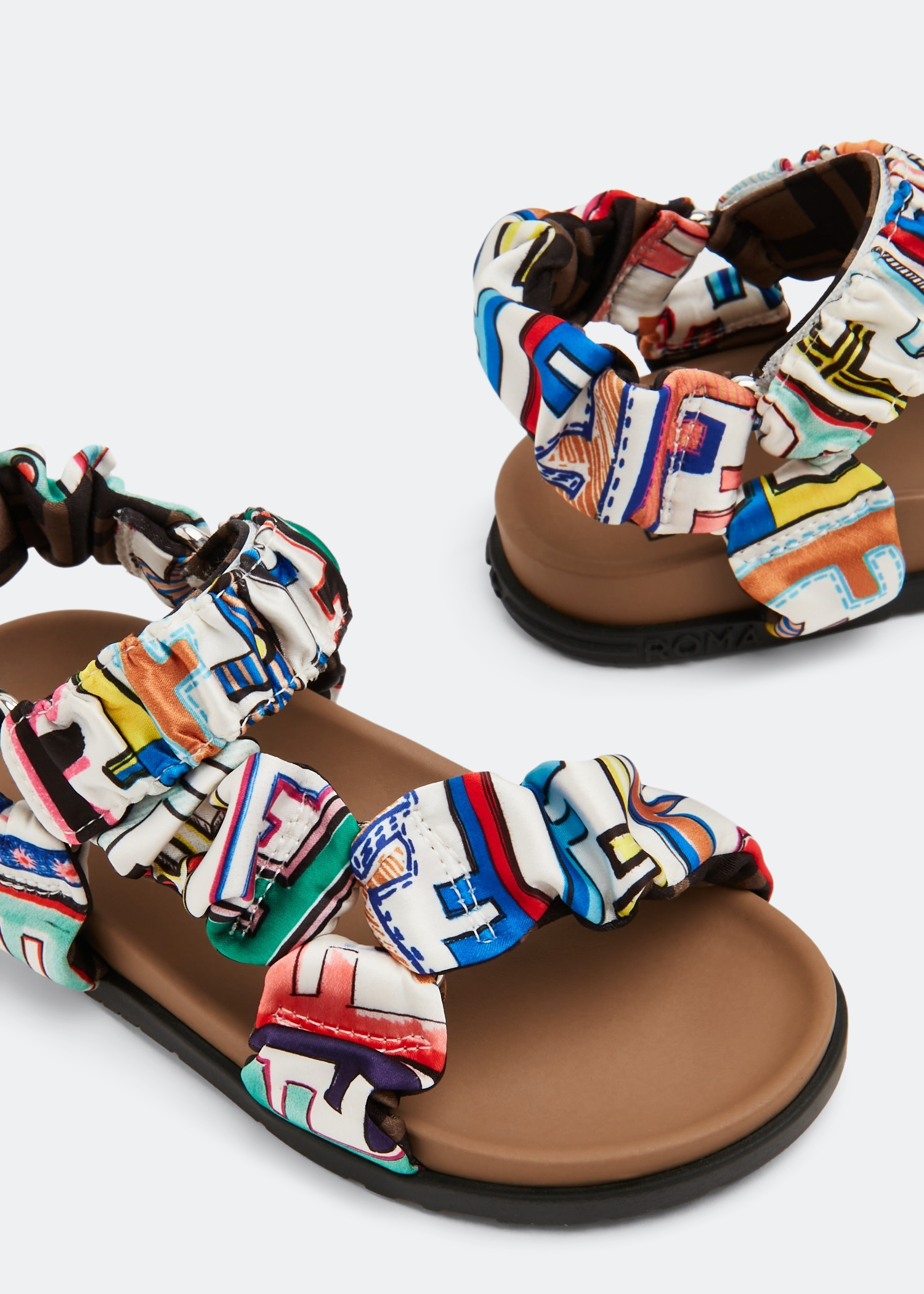 

FF silk sandals, White