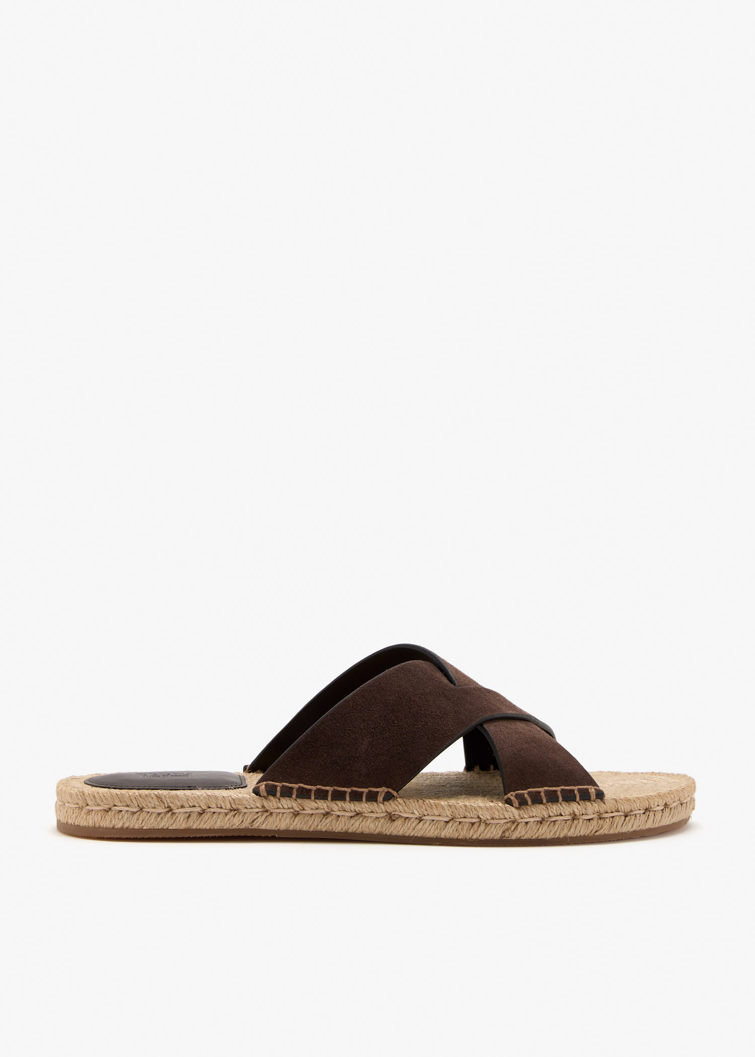 

The dark brown suede espadrille sandals are inspired by a classic Mediterranean style.
