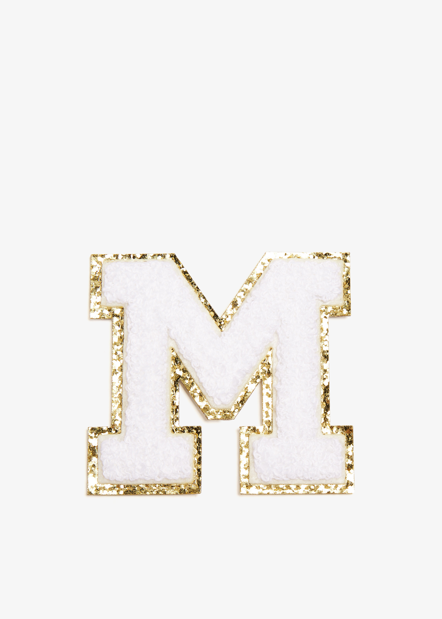 

3" Chenille Sparkle Letter 'M' patch, White