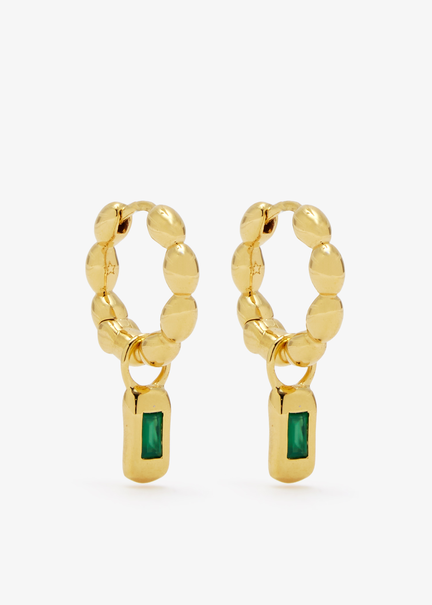 

Molten Gemstone charm hoop earrings, Gold