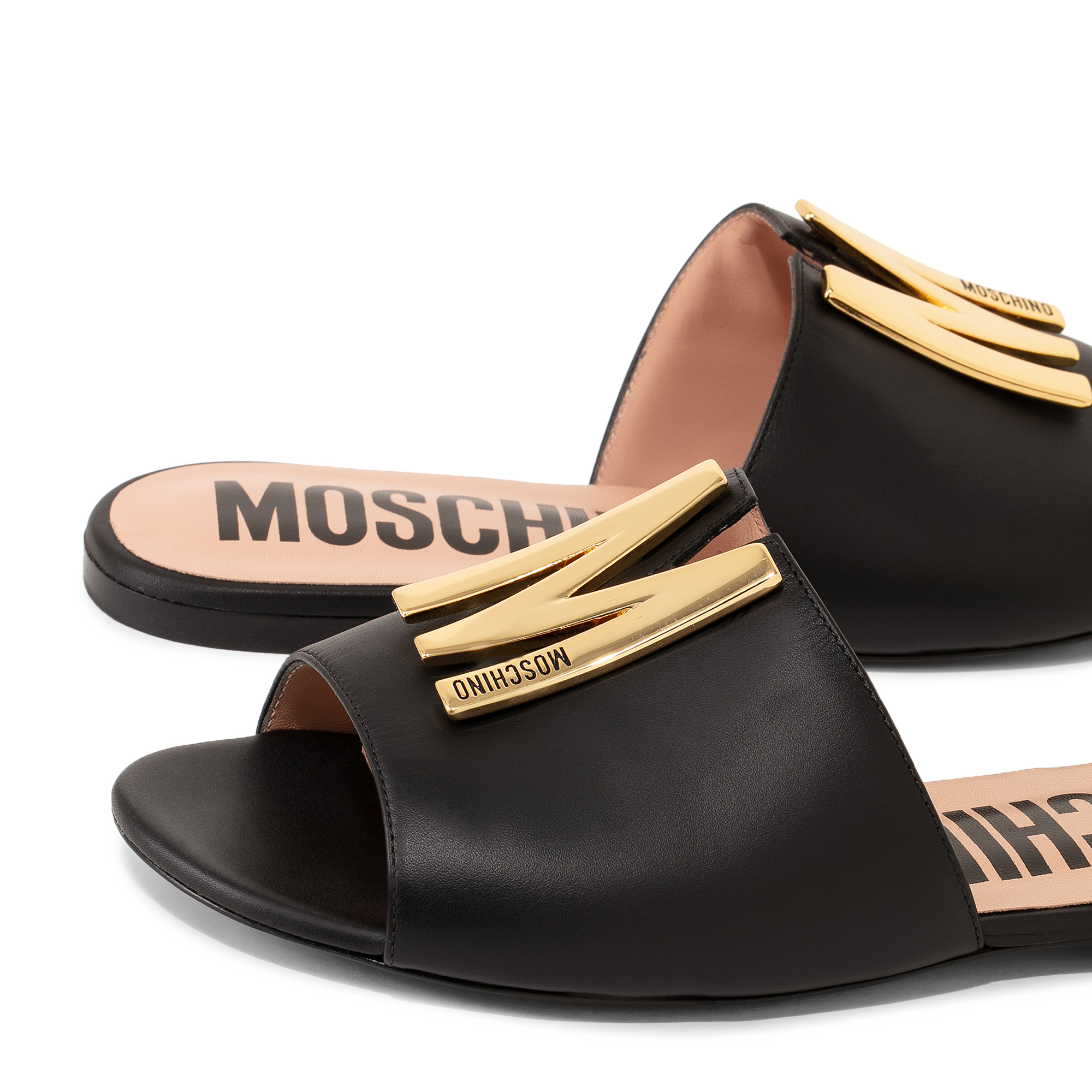 

M Logo flat sandals, Black