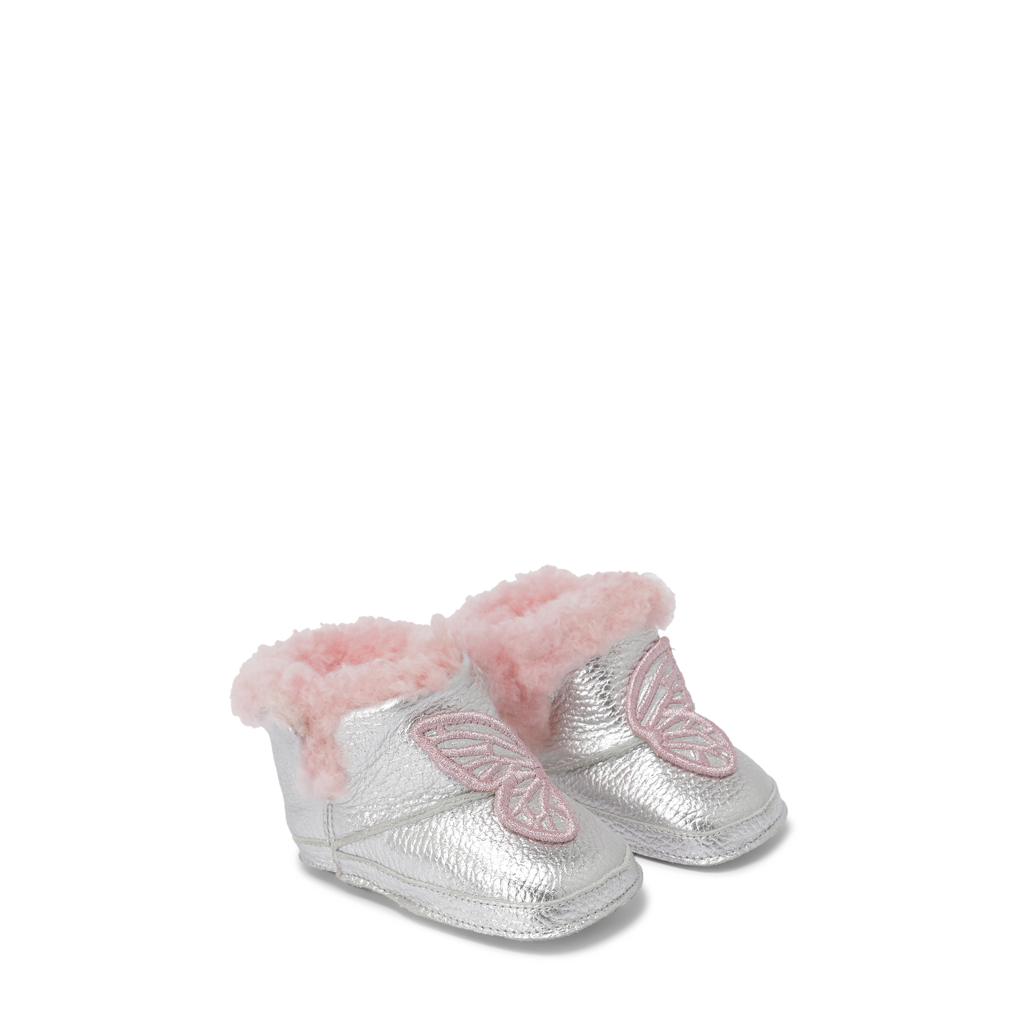 

Butterfly faux fur booties, Silver