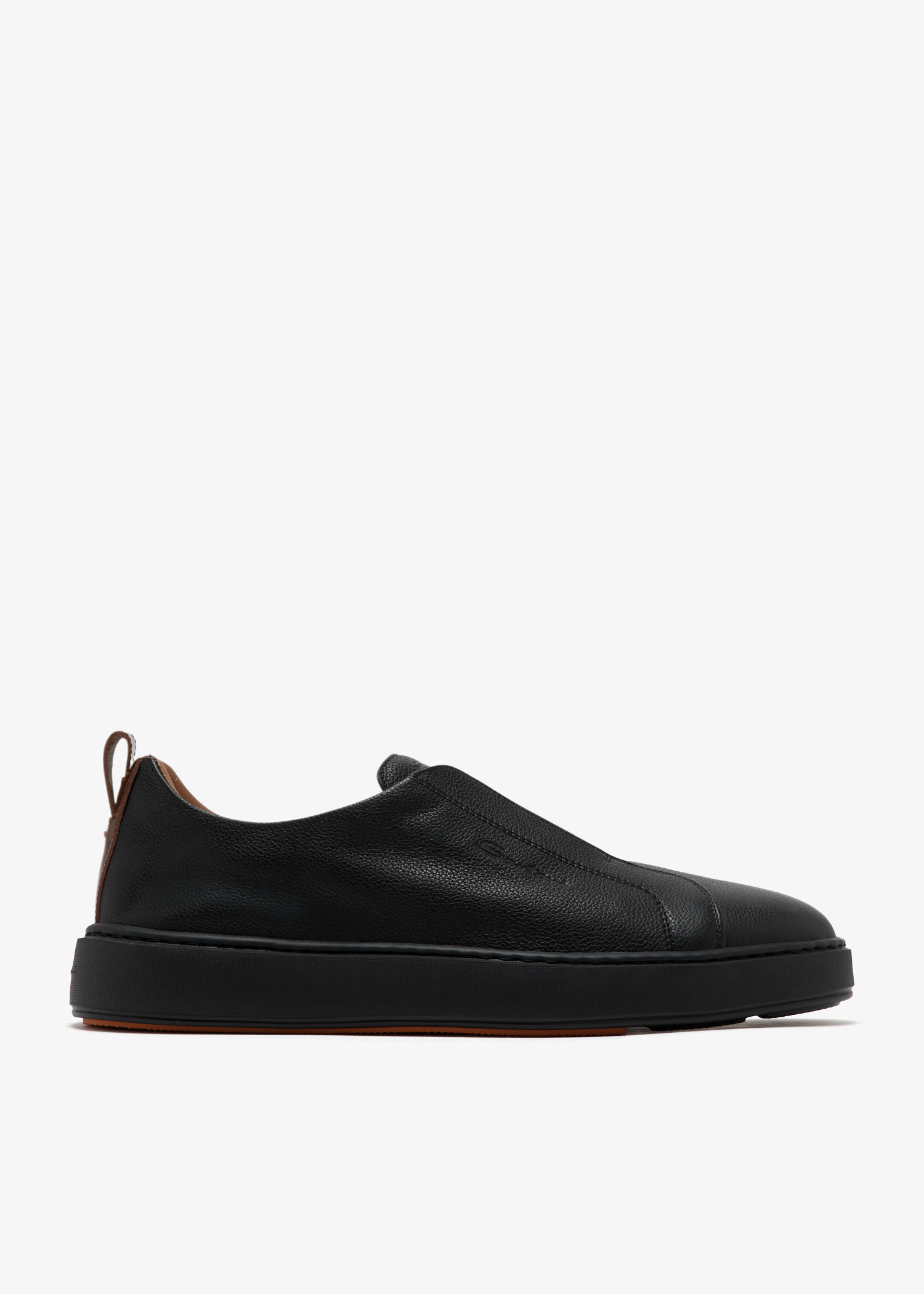 

Leather slip-on sneakers, Black