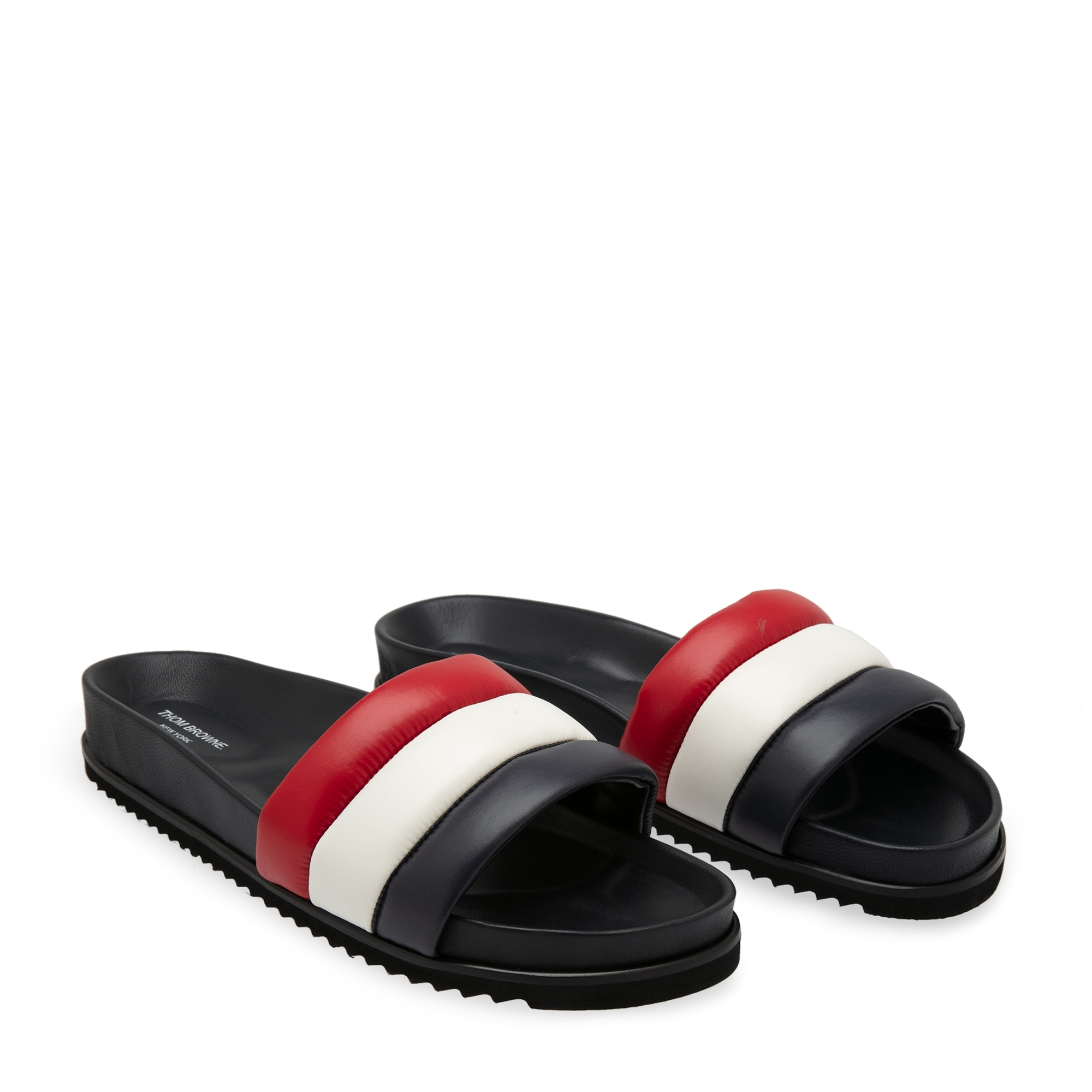 

Leather quilted slides, Blue