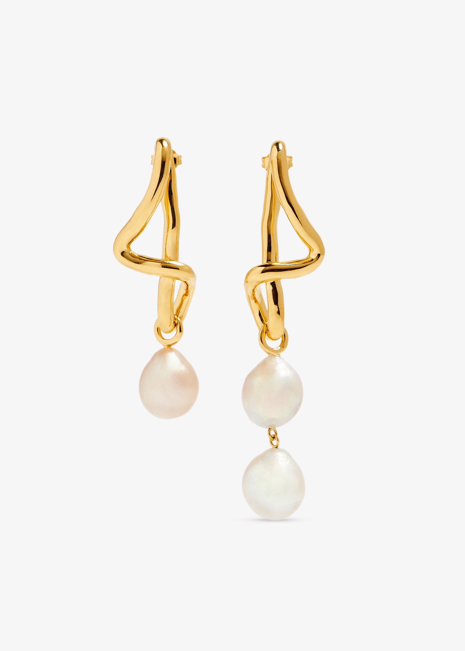 

Molten baroque pearl mismatch earrings, Gold