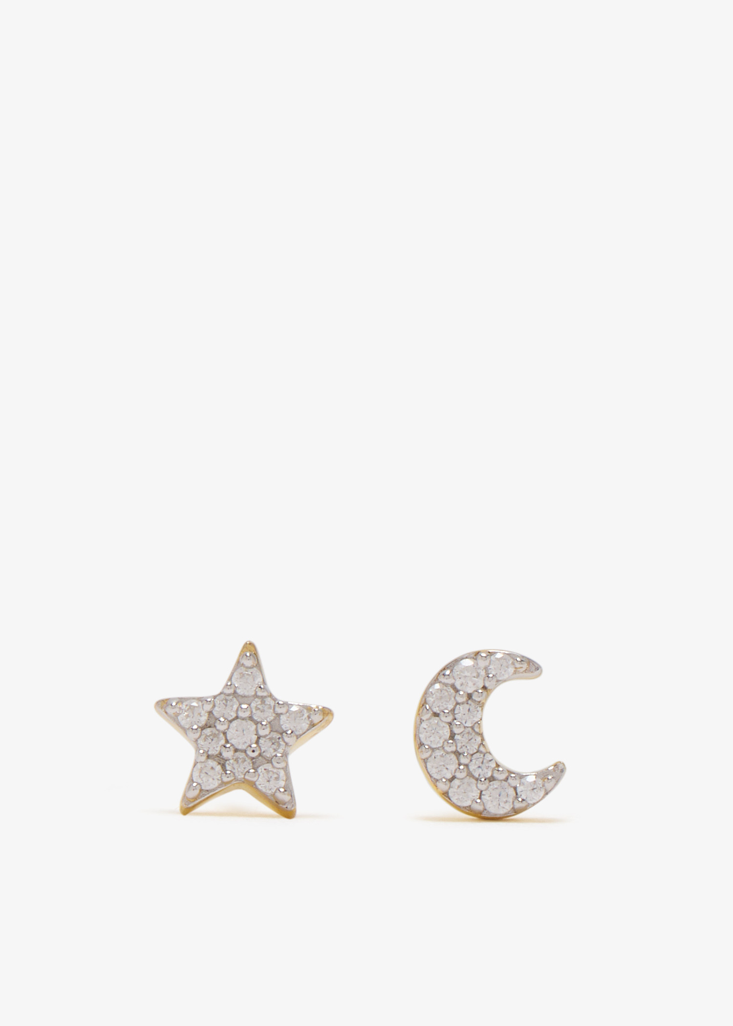 

Pave Star Moon stud earrings, Gold