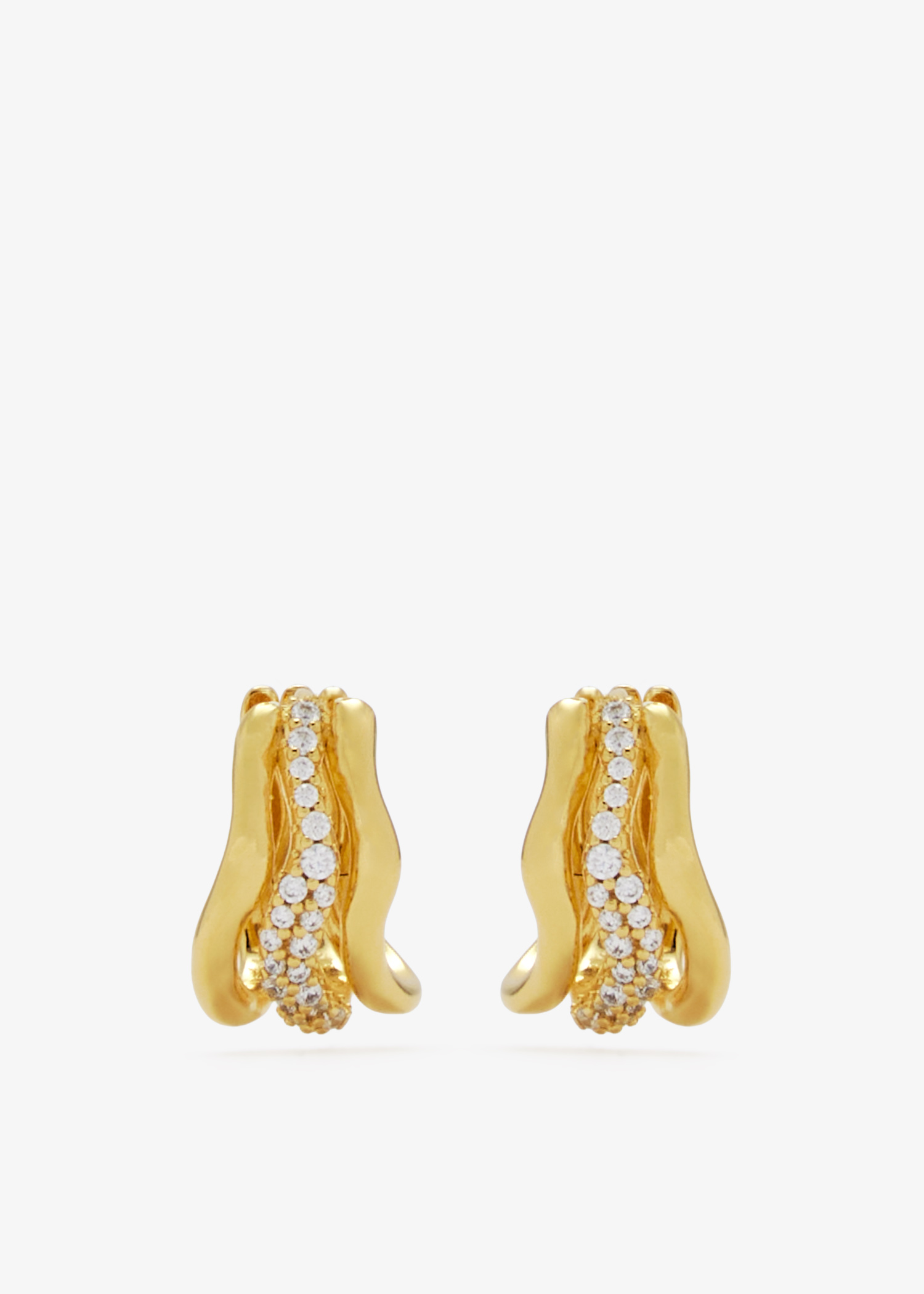

Molten Snow Triple small hoop earrings, Gold