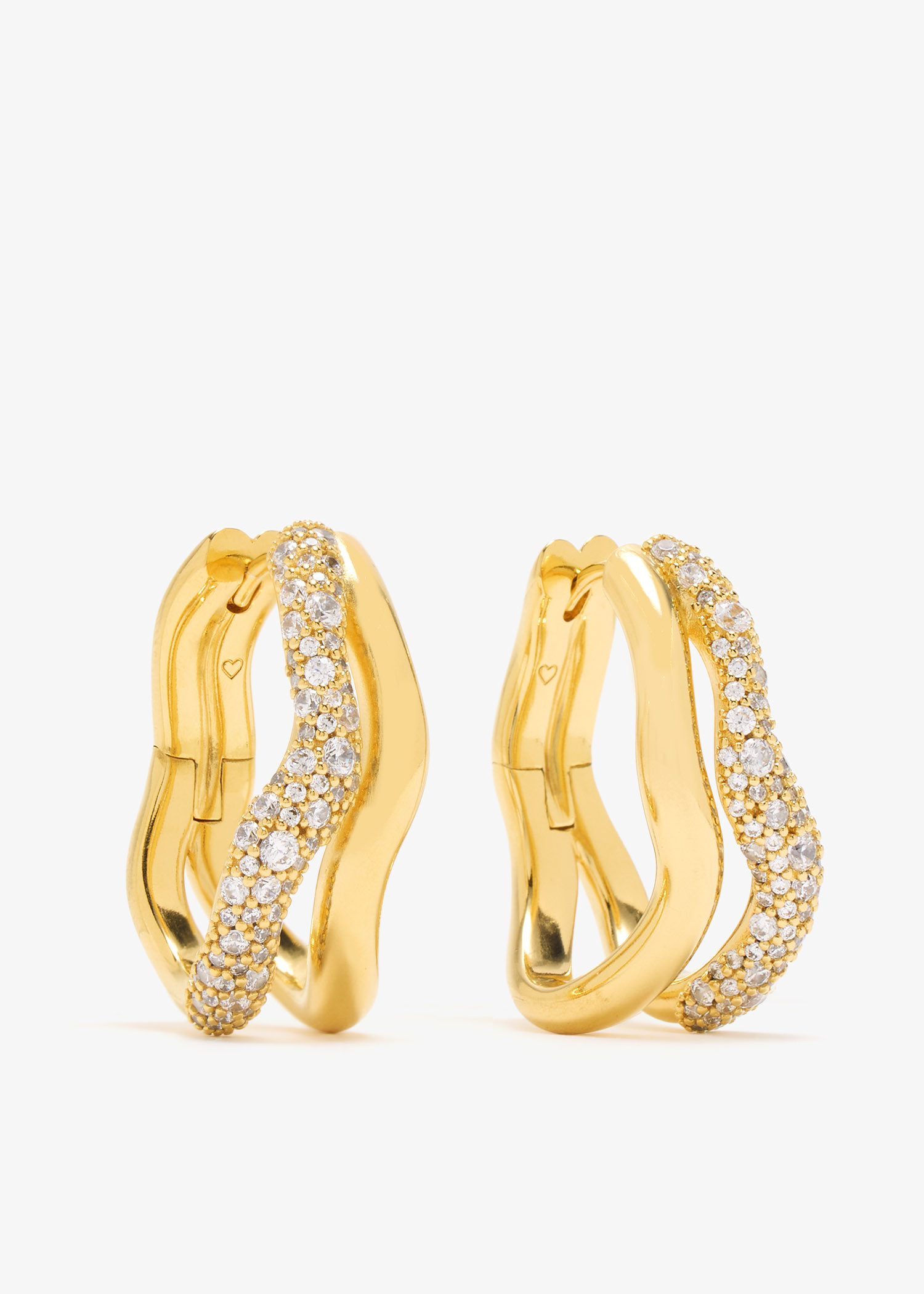 

Molten Snow double medium hoop earrings, Gold