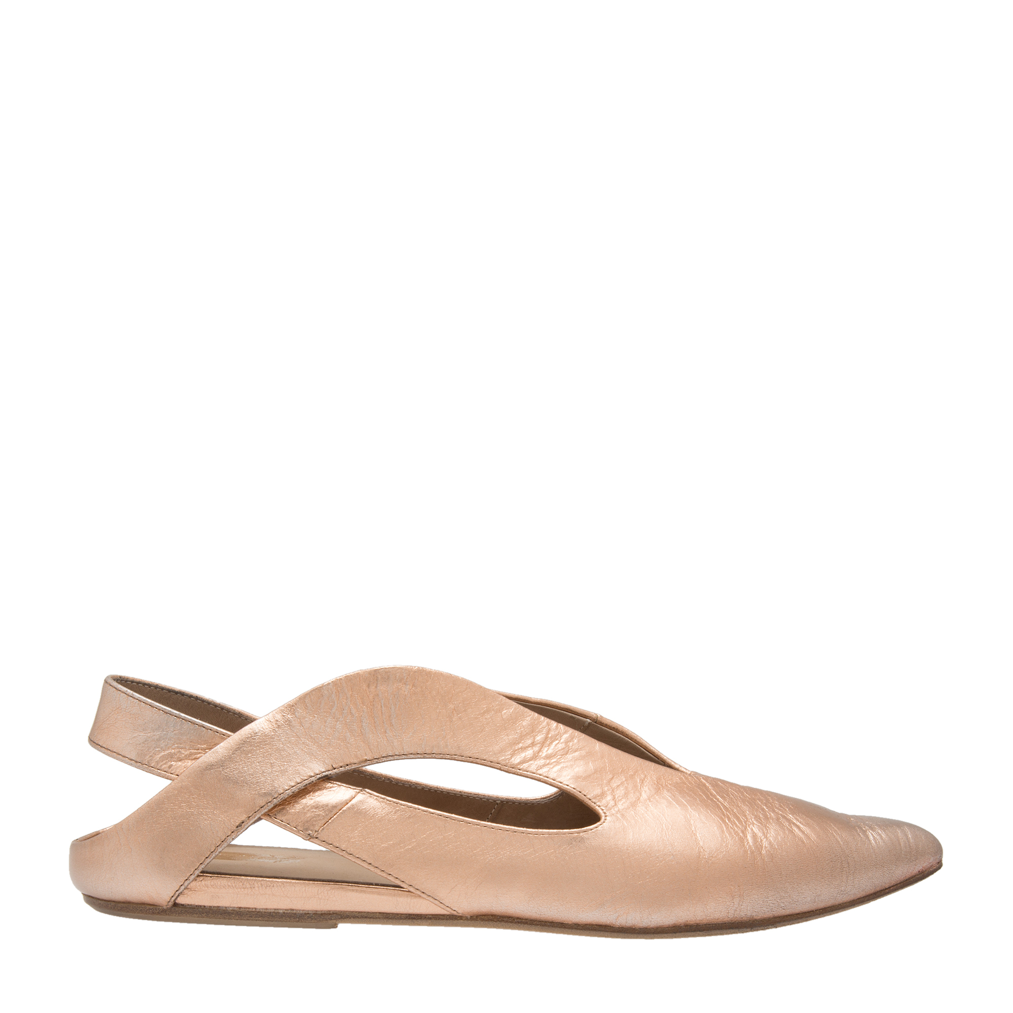 

Point-toe leather flats, Metallic