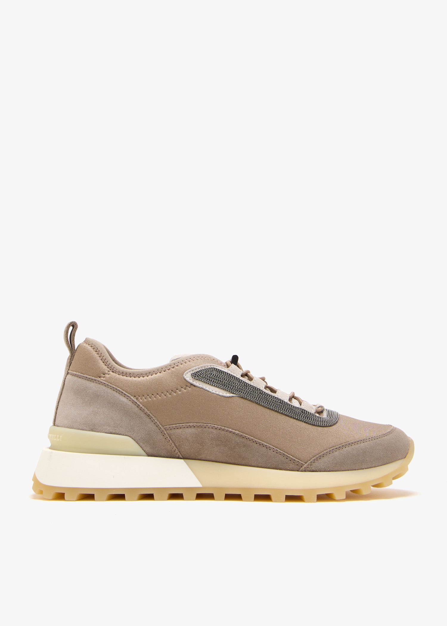 

Techno fabric and suede sneakers, Beige