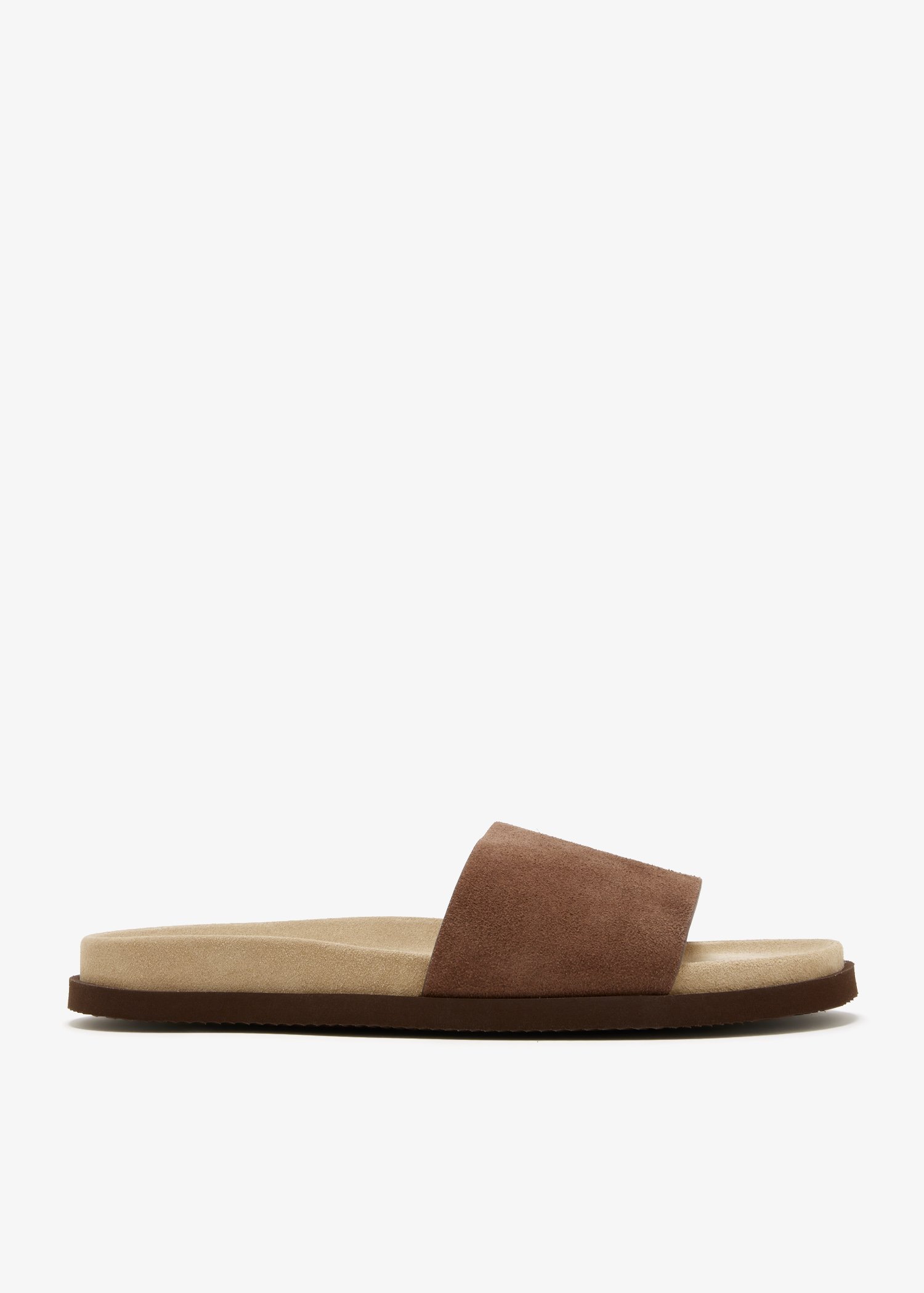 

Suede slide sandals, Brown