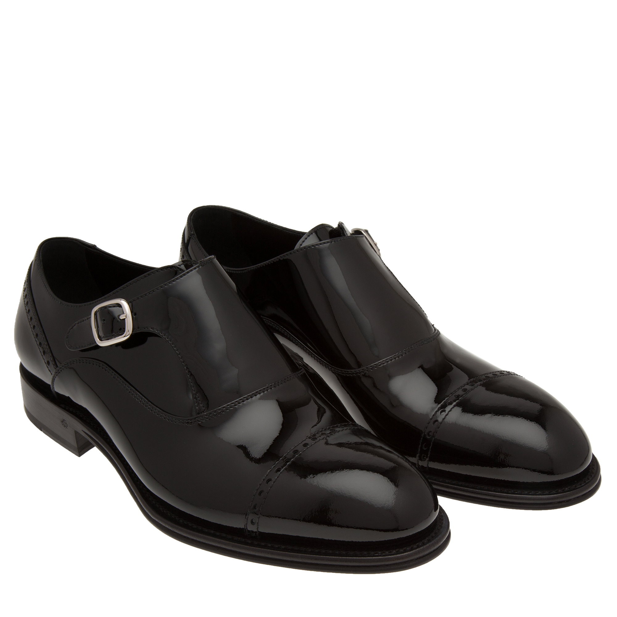 

Vernice monk strap shoes, Black