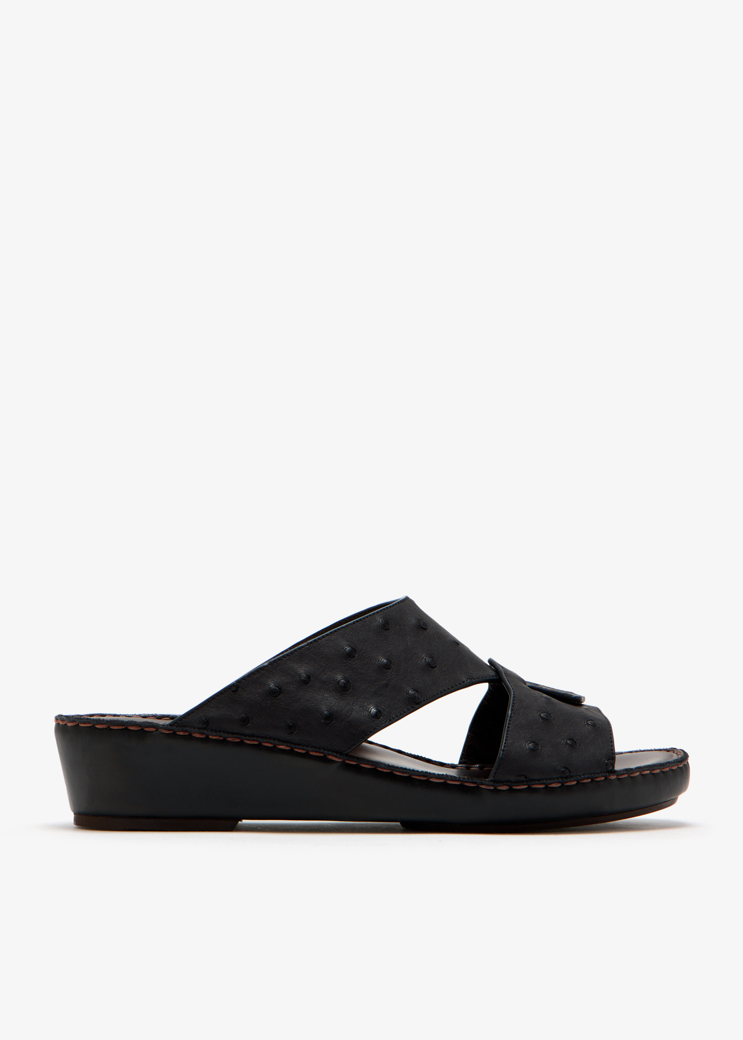 

Piega Cucire ostrich leather sandals, Black