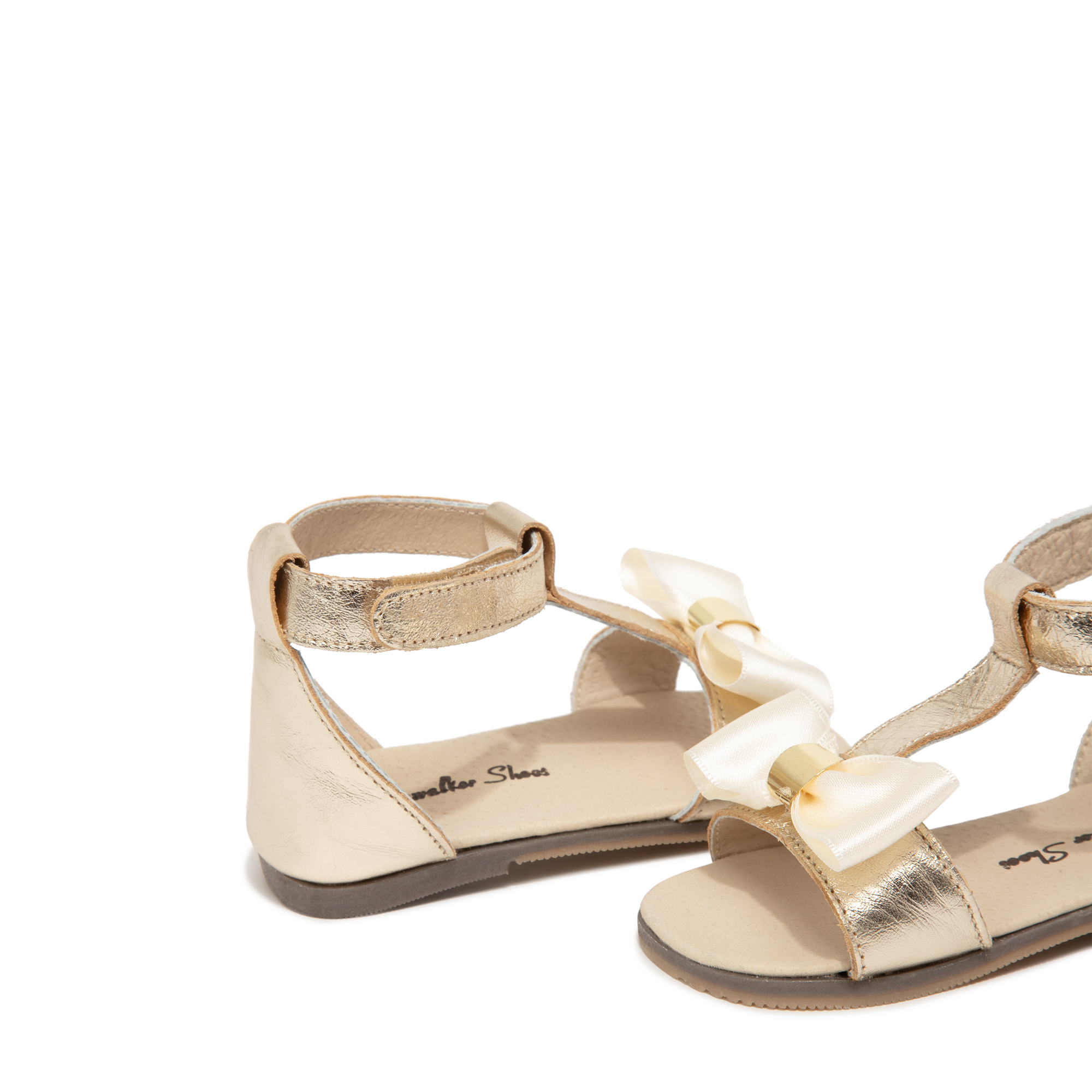 

Satin bow sandals, Gold