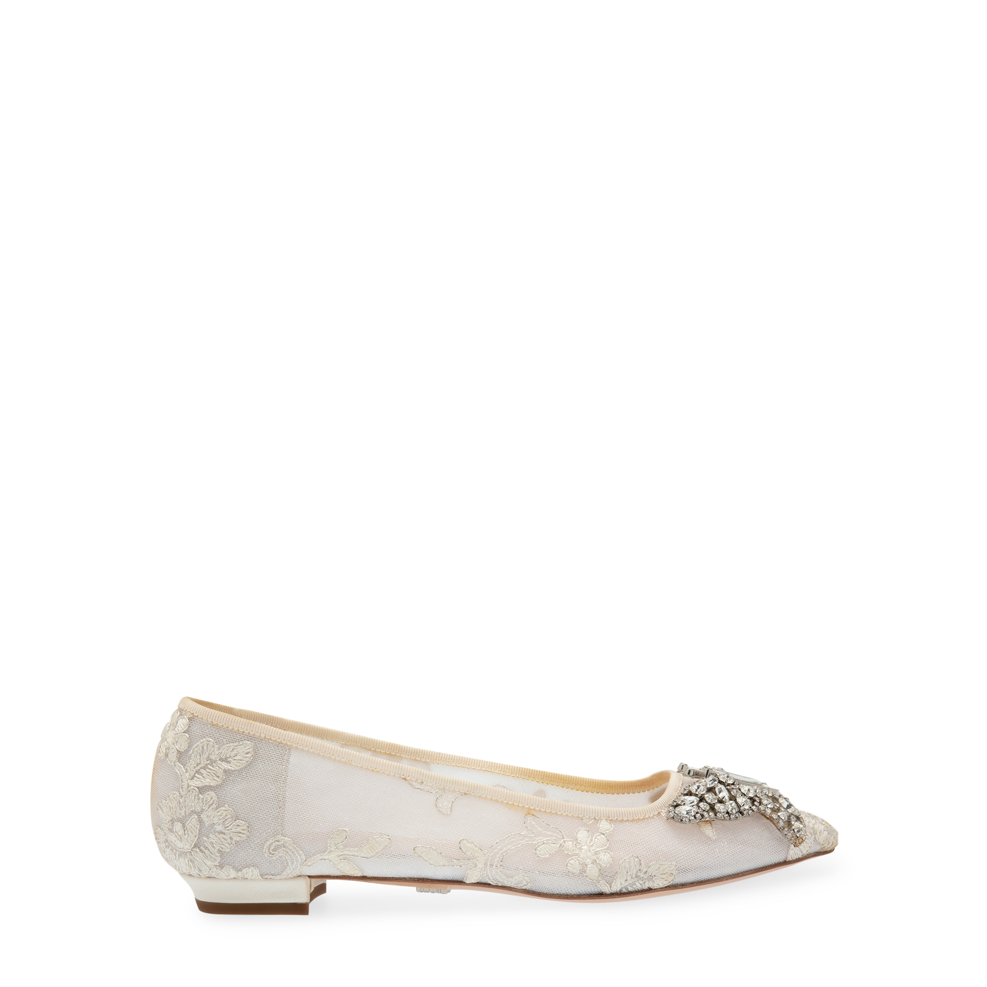 

Fur-detail ballet flats, White