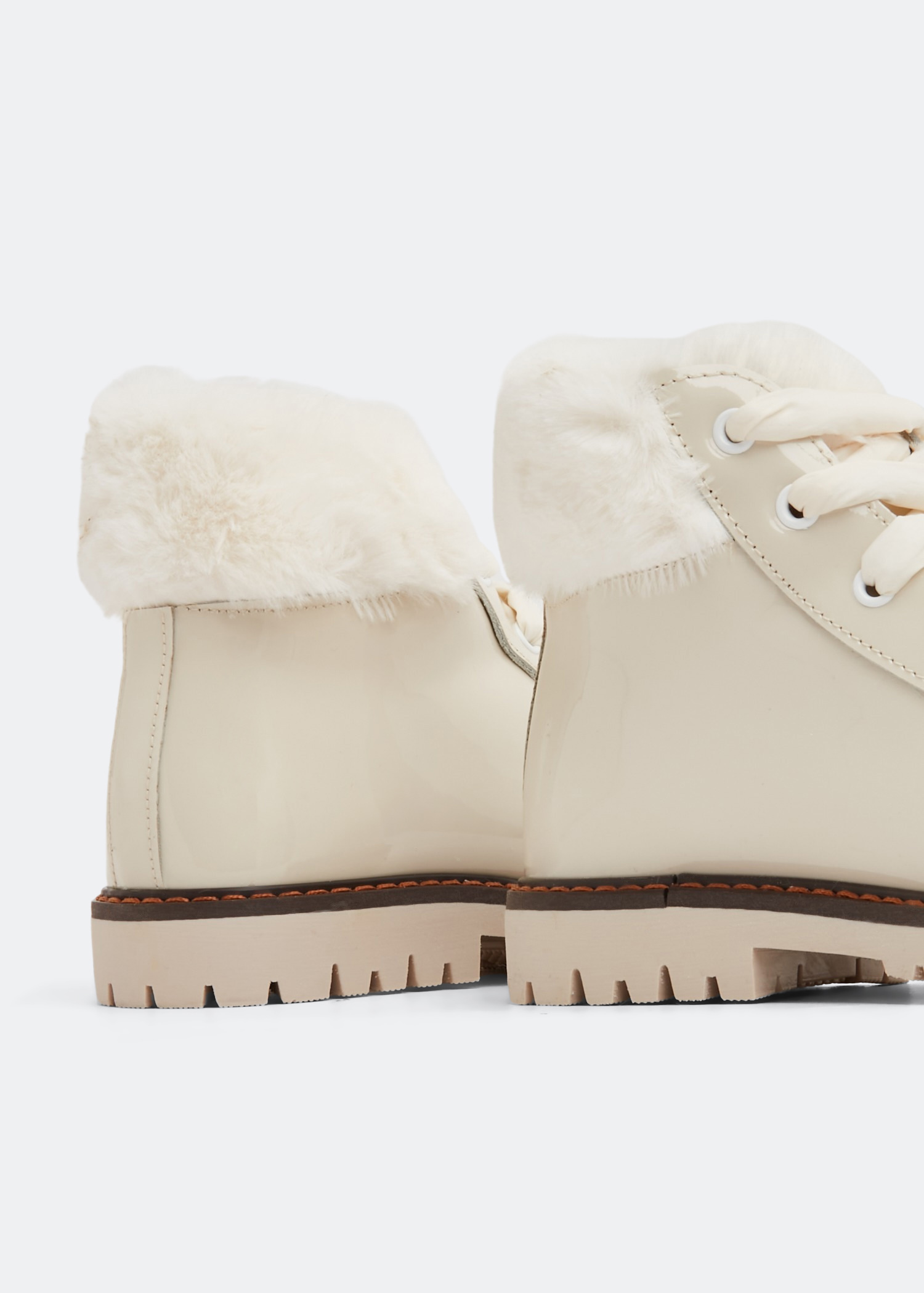 

Patent leather boots, White