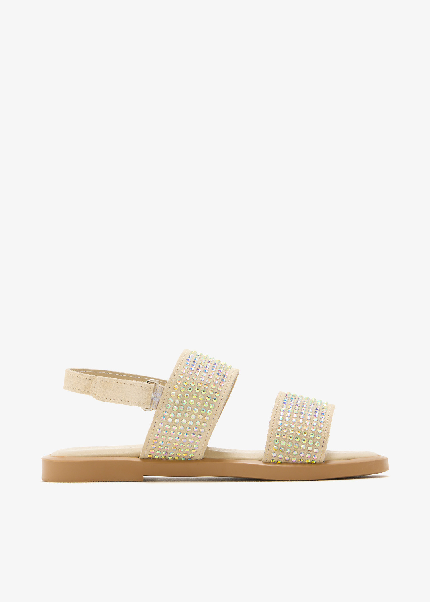 

Crystal embellished sandals, Beige