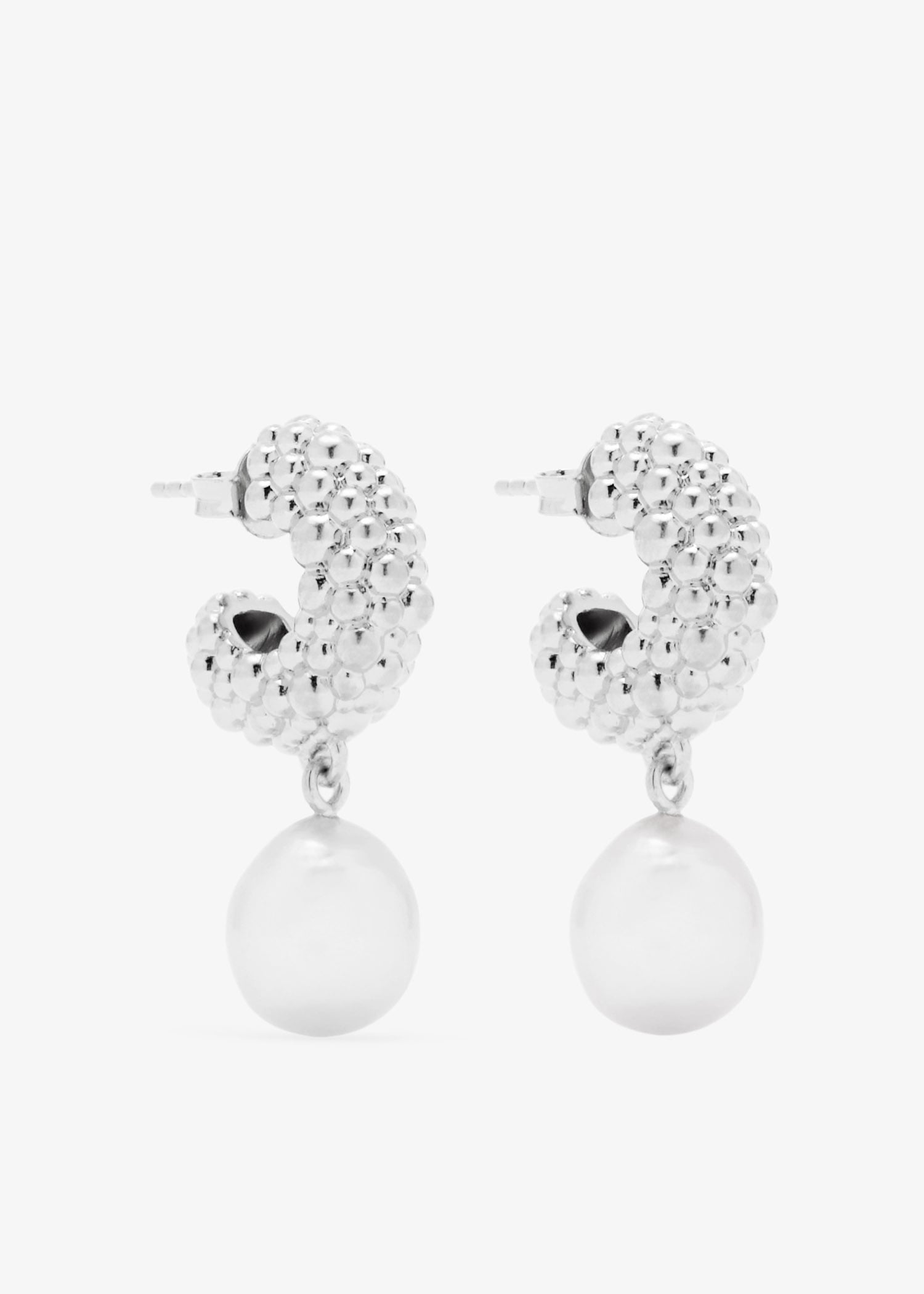 

Pearl Baya charm hoop earrings, Silver