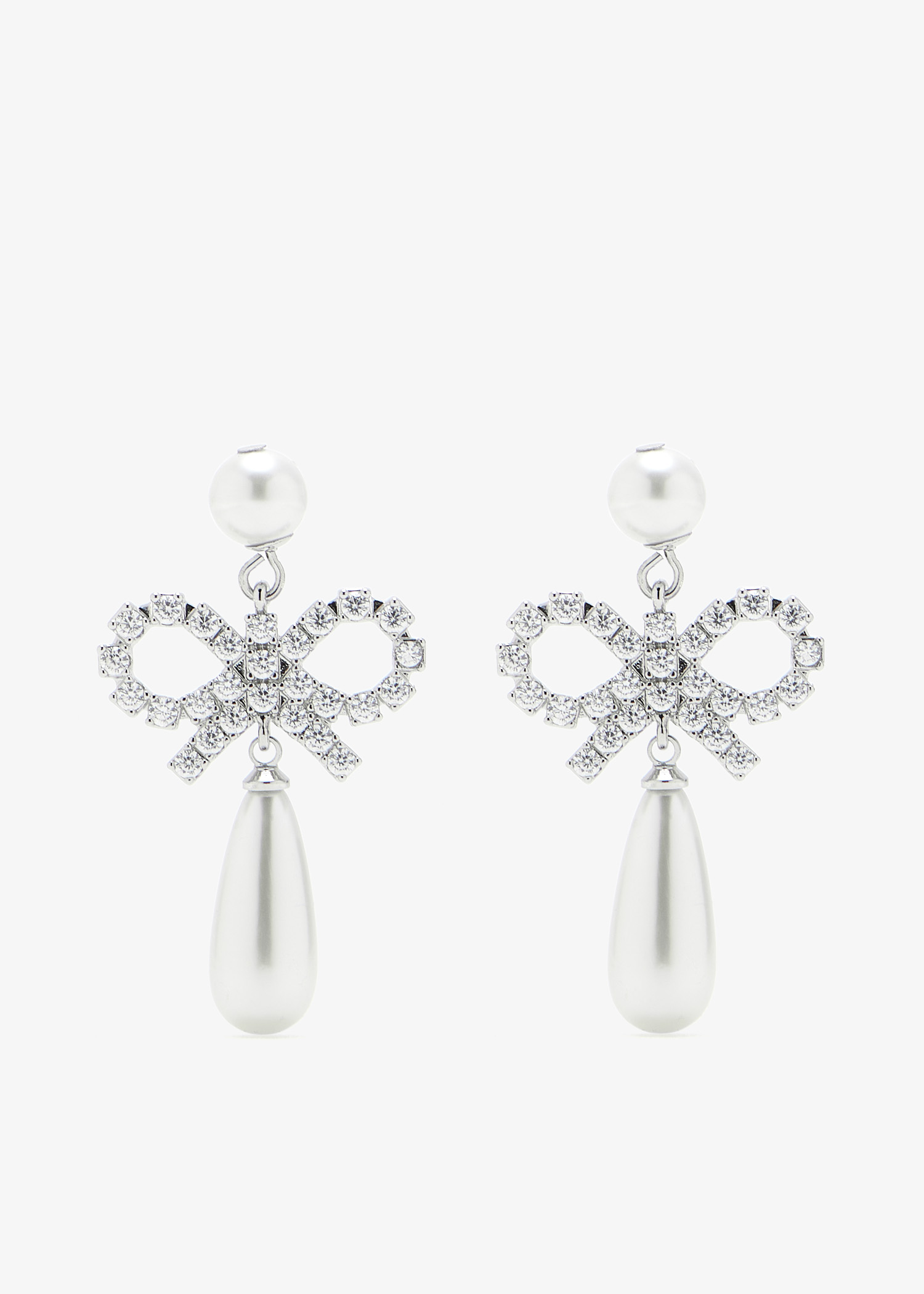

Pearl Bow droplet earrings, Silver