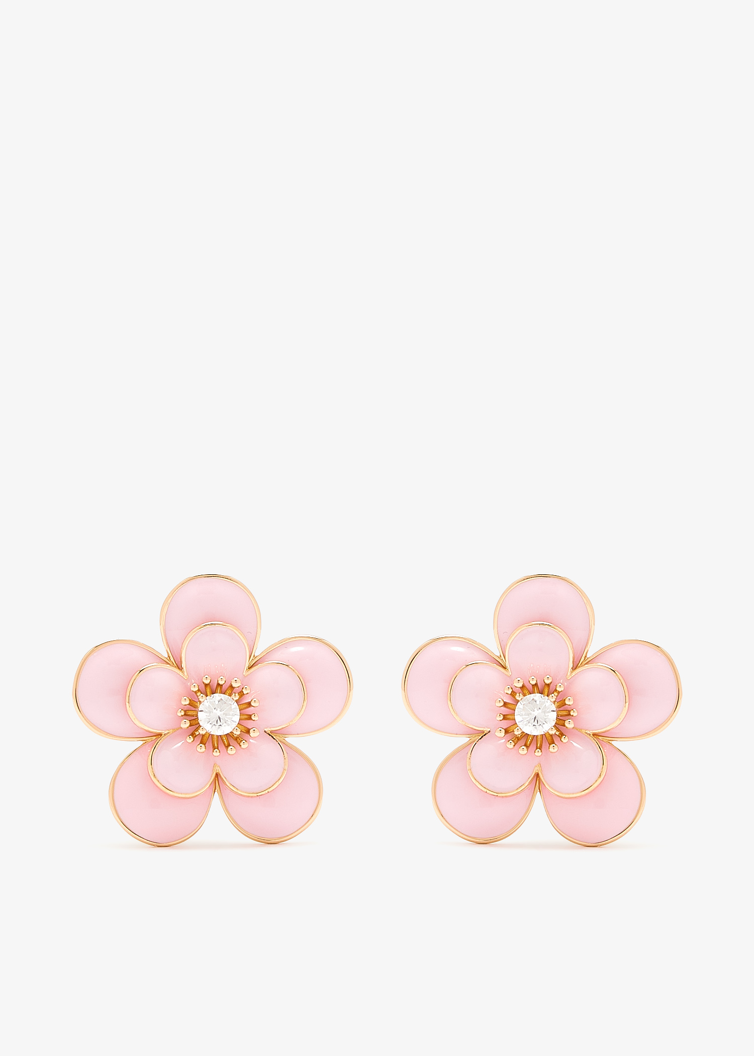 

Enamel flower earrings, Pink