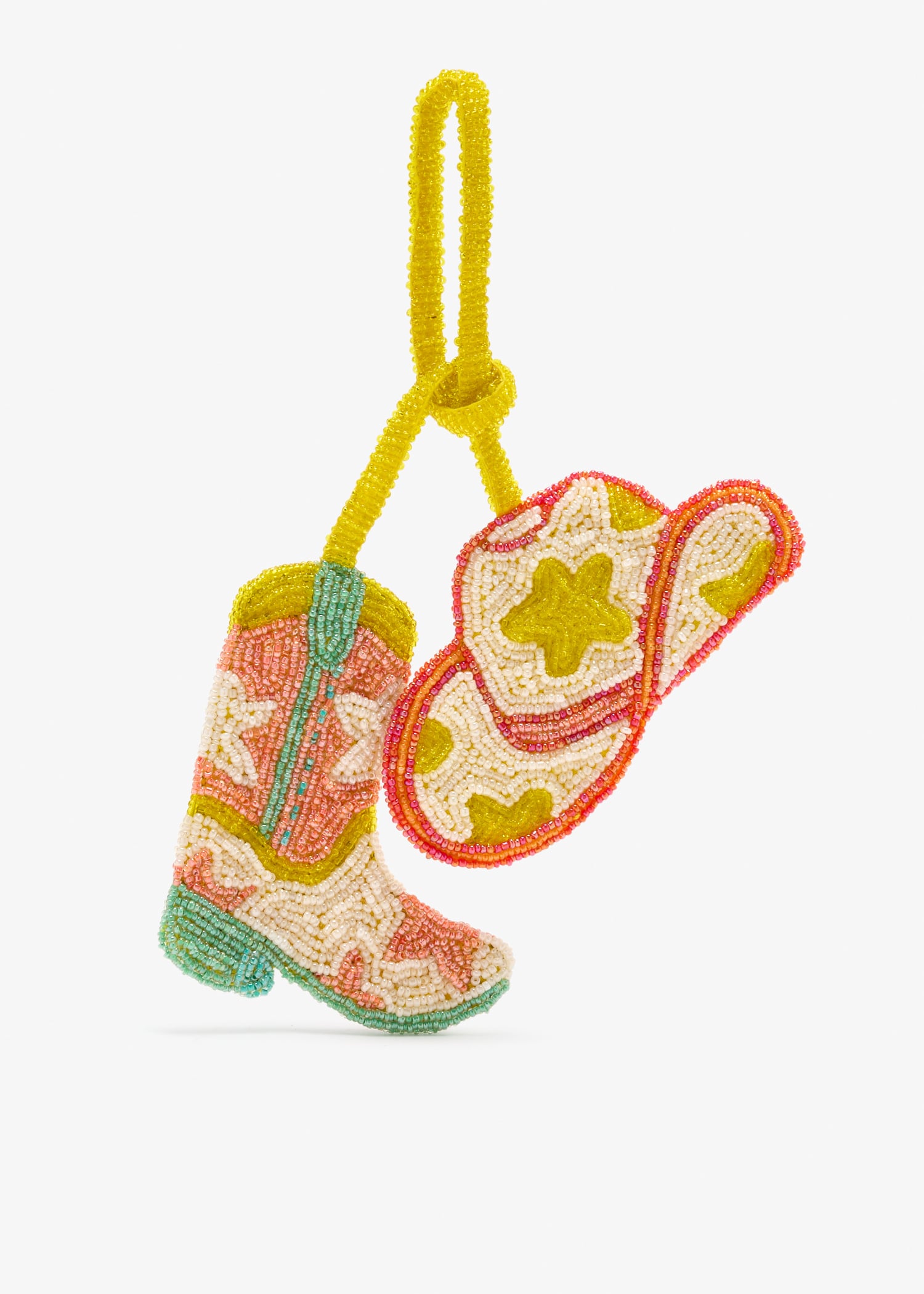 

Cowboy Boots beaded bag charm, Multicolored