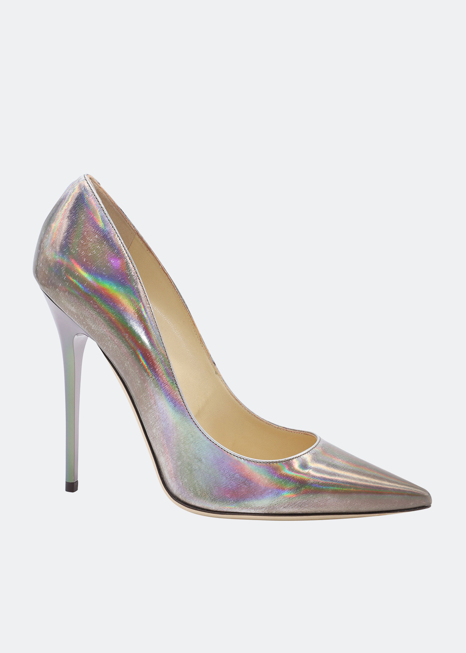 

Anouk disco mirror pumps in iridescent leather, Silver