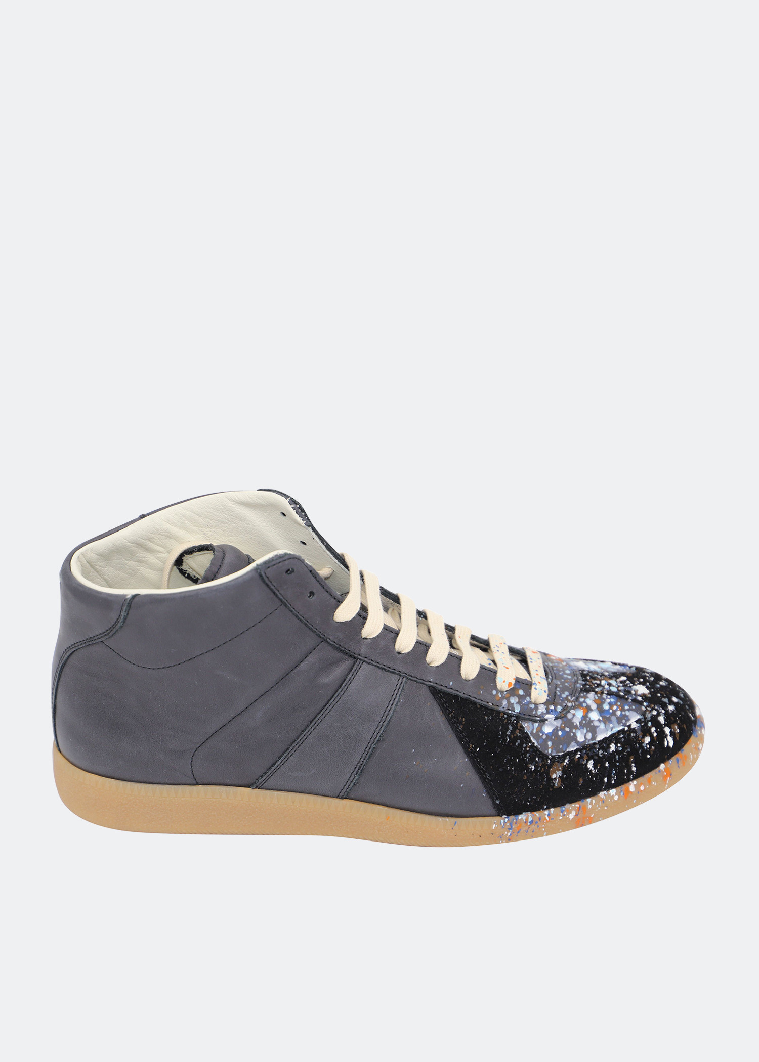 

Martin paint drop high top sneakers in black calfskin leather