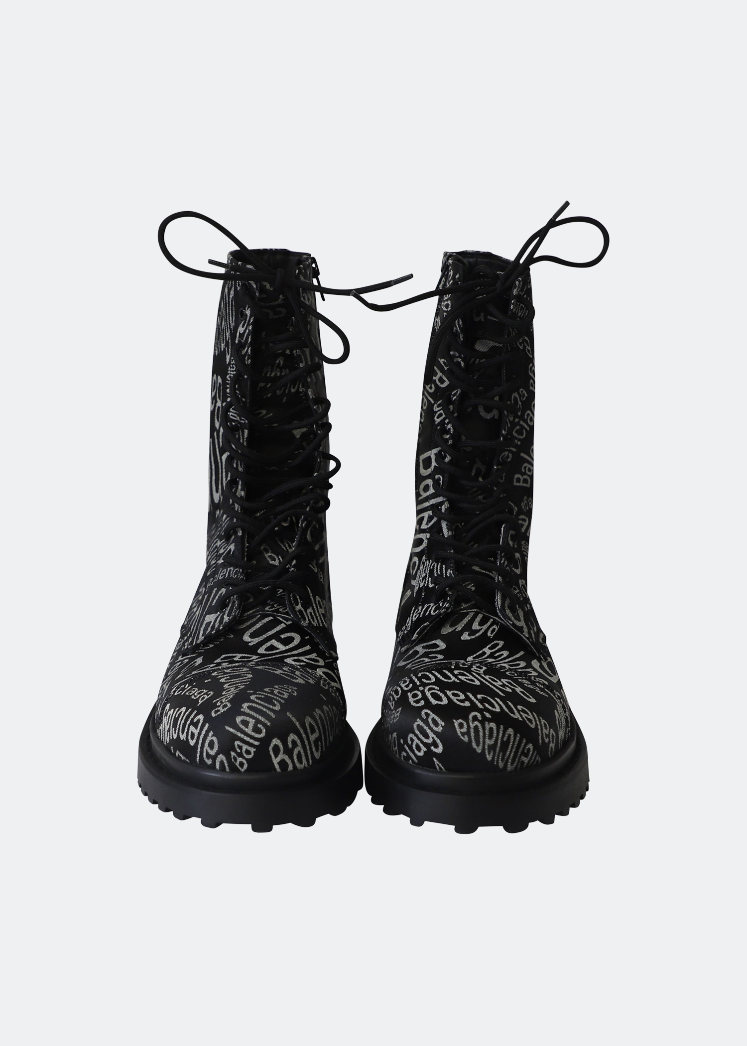 

Logo print combat boots, Black