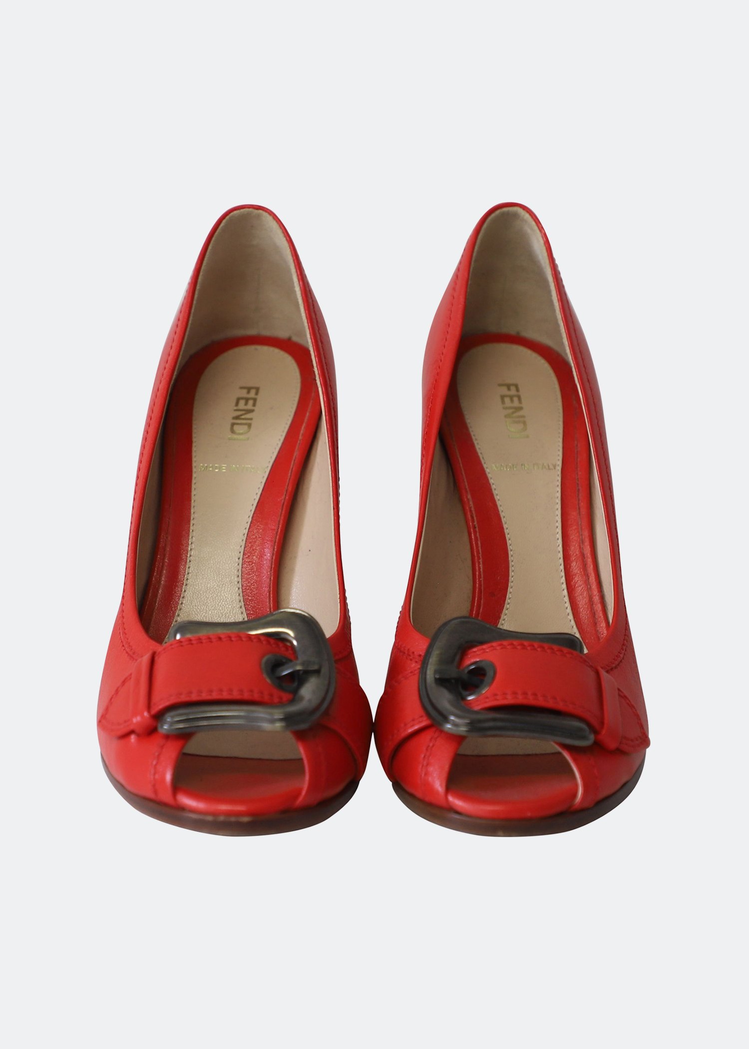 

Buckle peep-toe pumps, Red