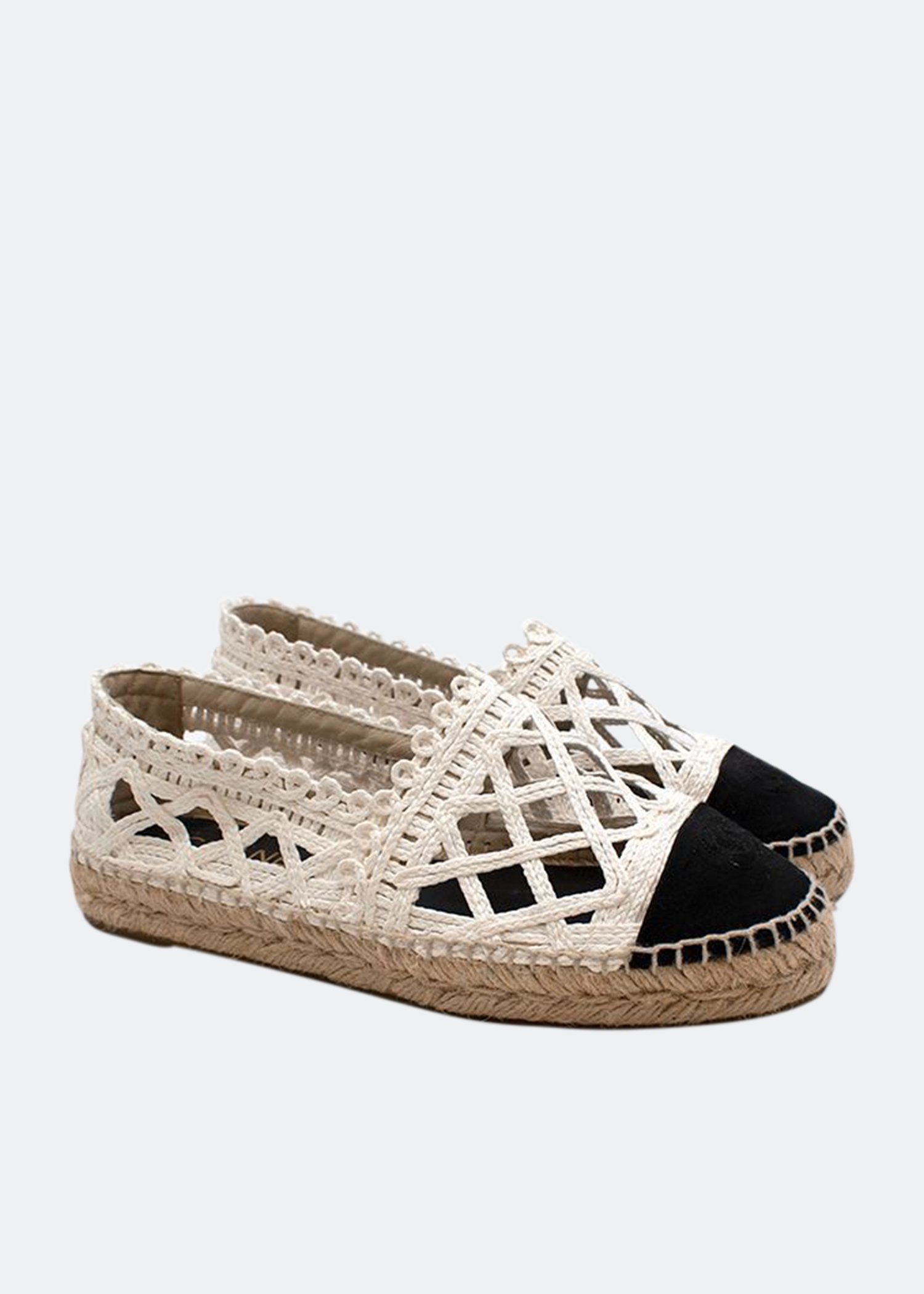 

White lattice front CC toe cap espadrilles, Black