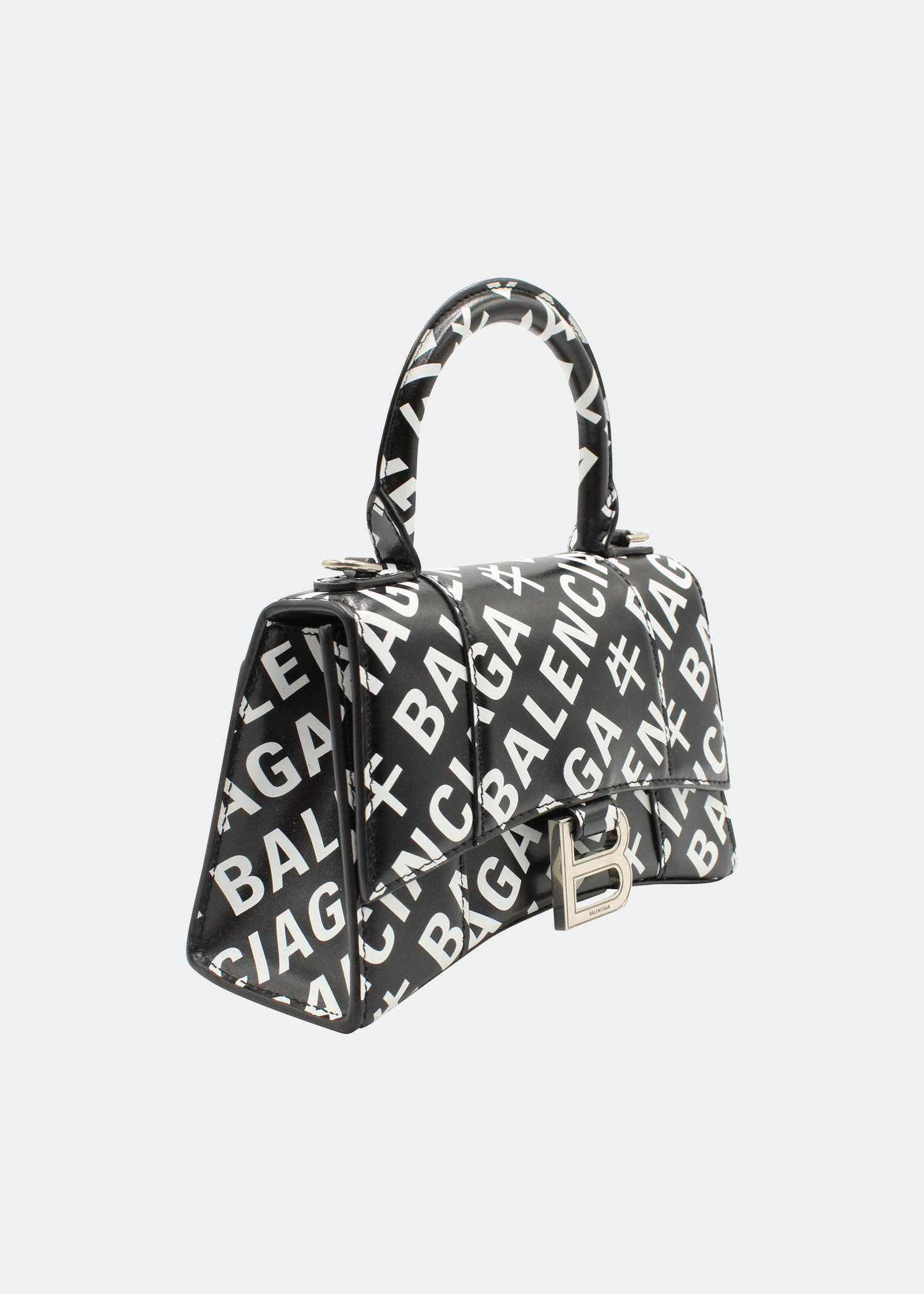 

Little Ox Hourglass top handle bag in a black leather