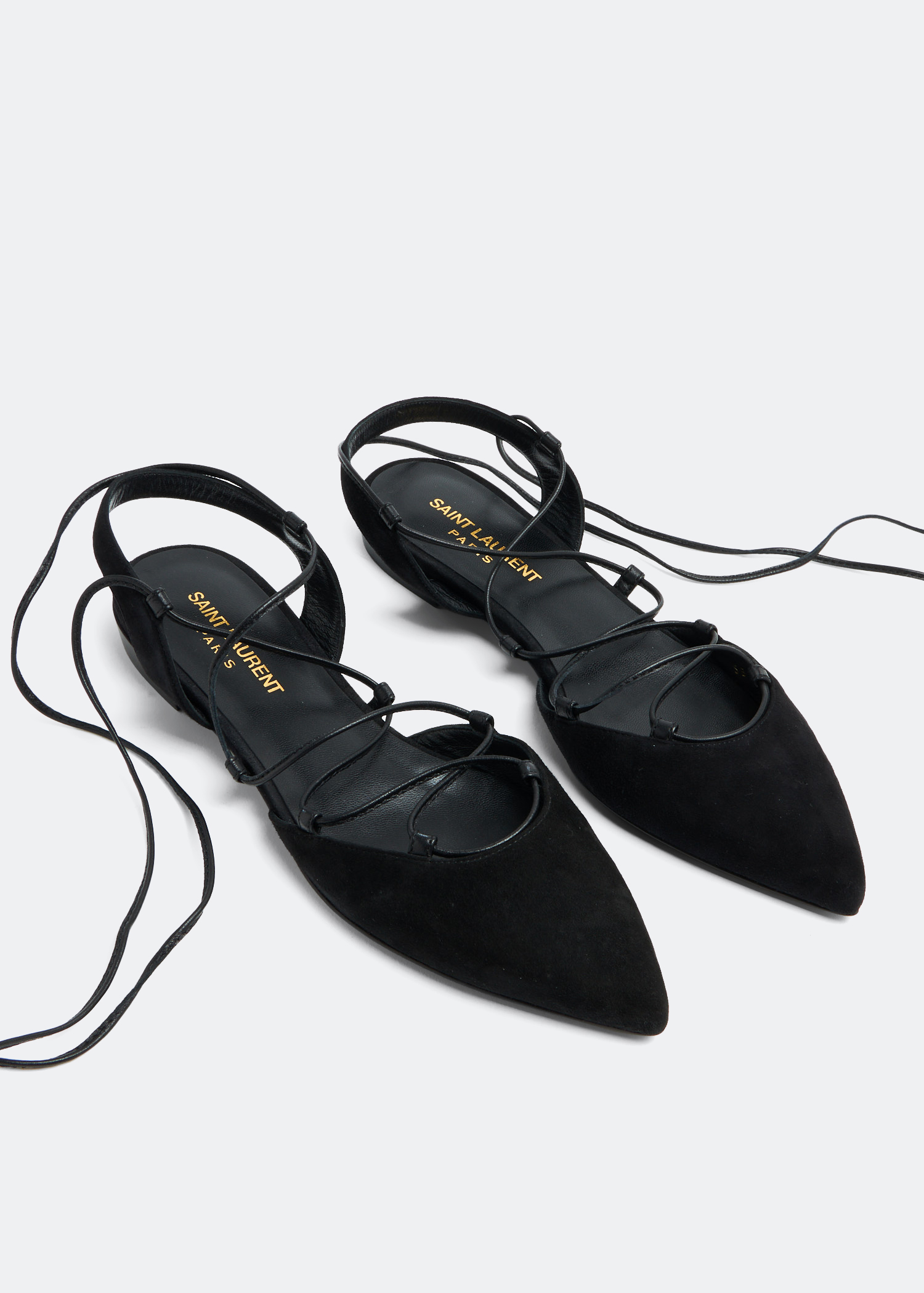 

Lace-up pointed-toe flats, Black