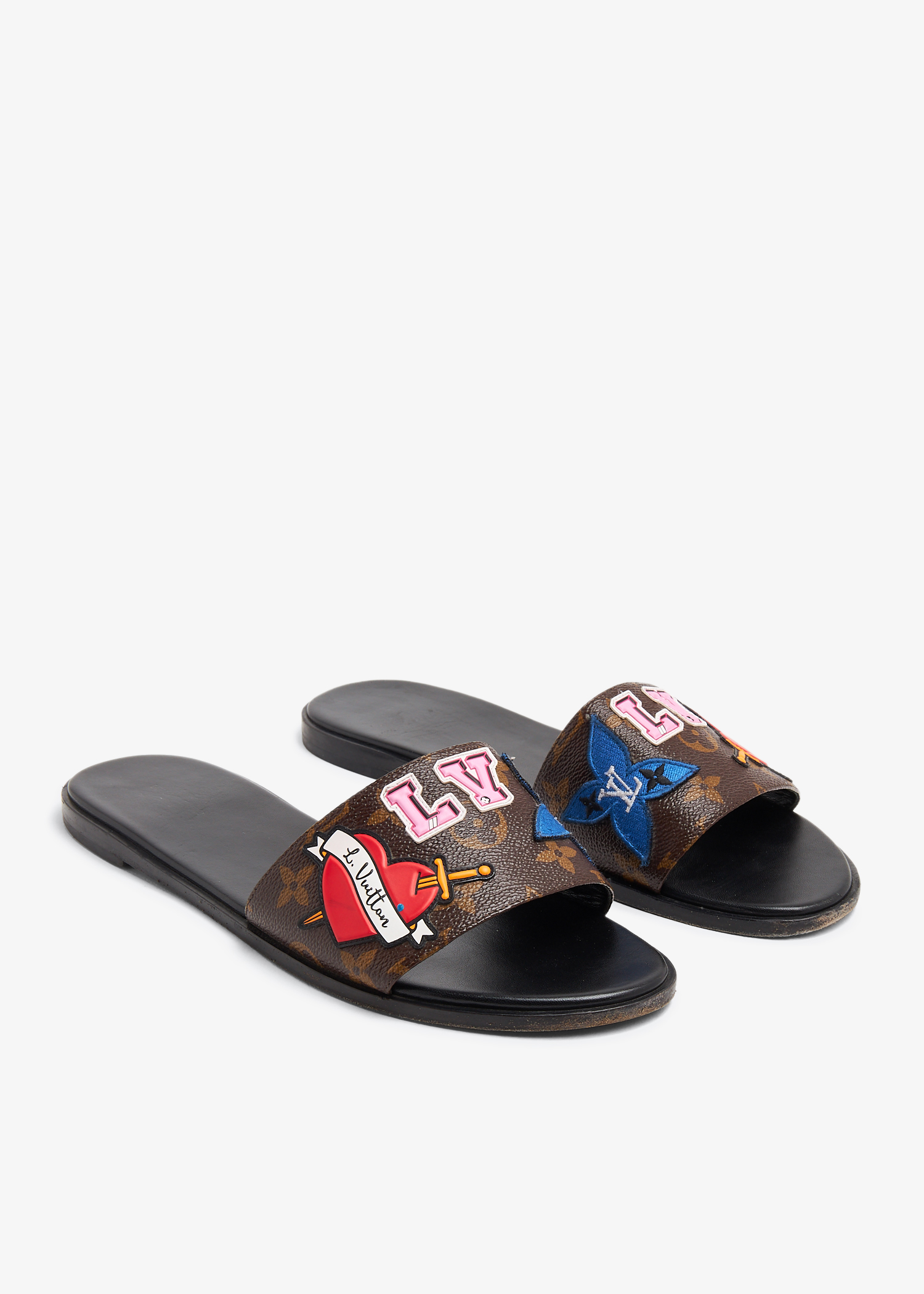 

Monogram Heart flat sandals, Brown