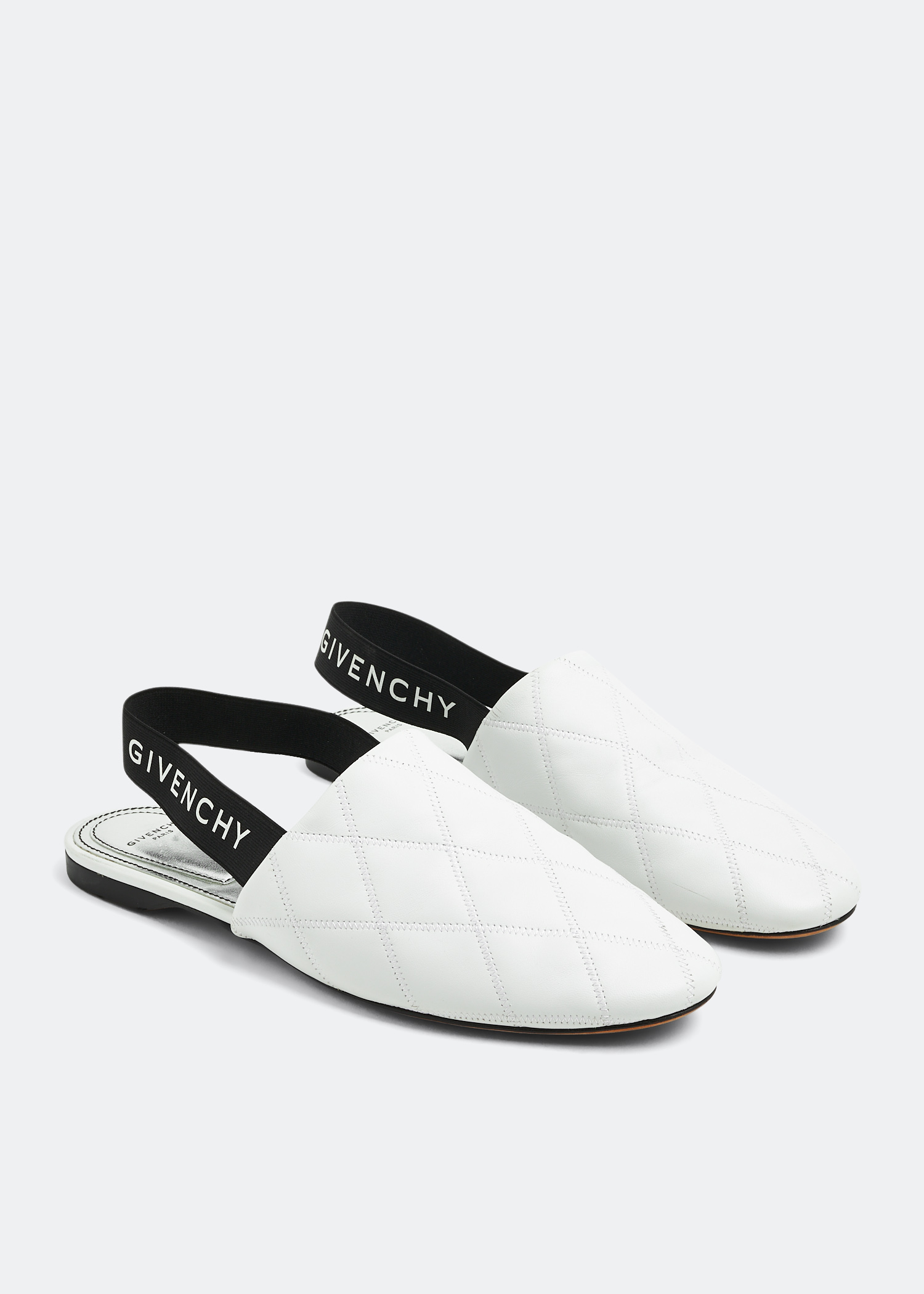 

Quilted Rivington slingback mules, White